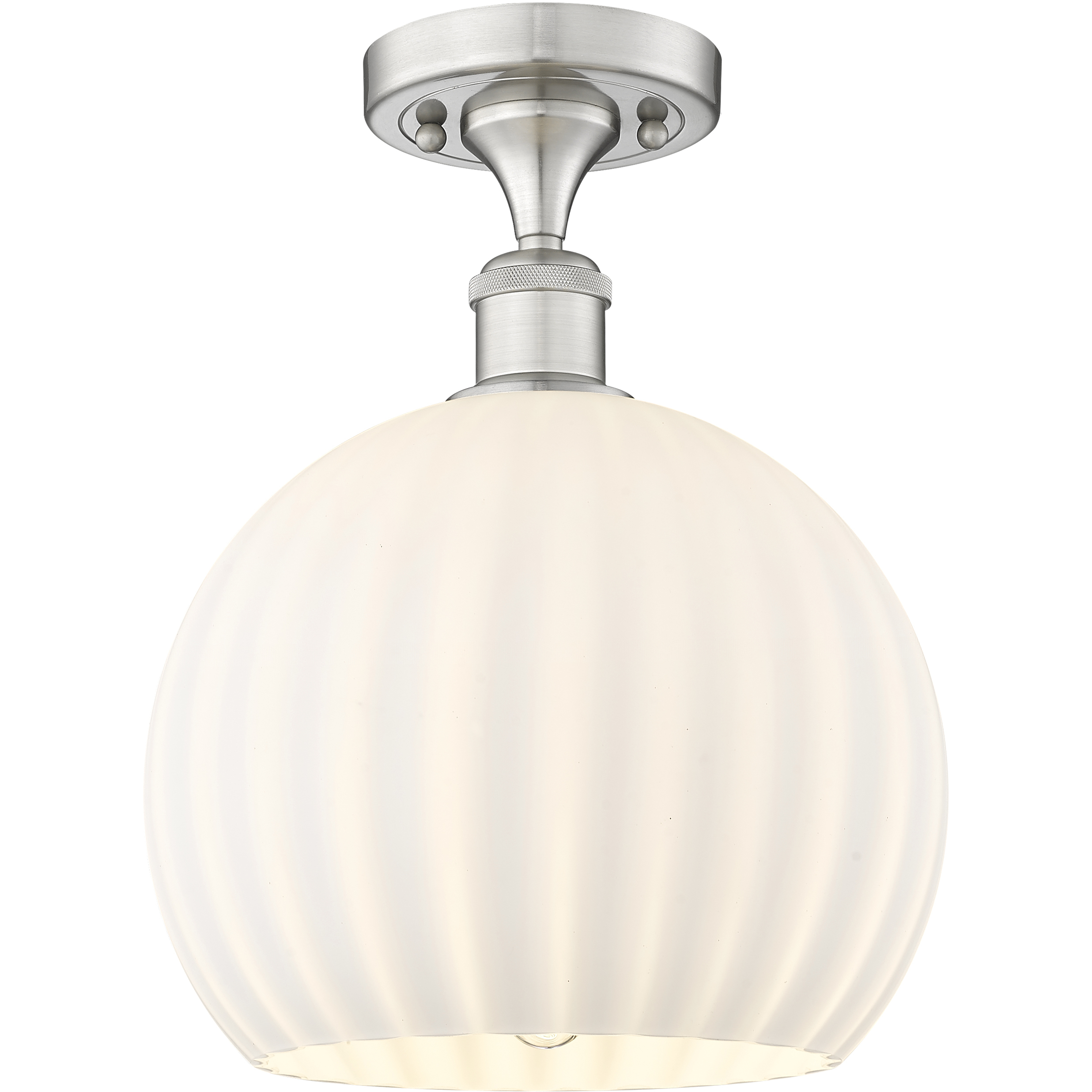 Edison White Venetian 1 Light 10 inch Brushed Satin Nickel Semi-Flush Mount Ceiling Light
