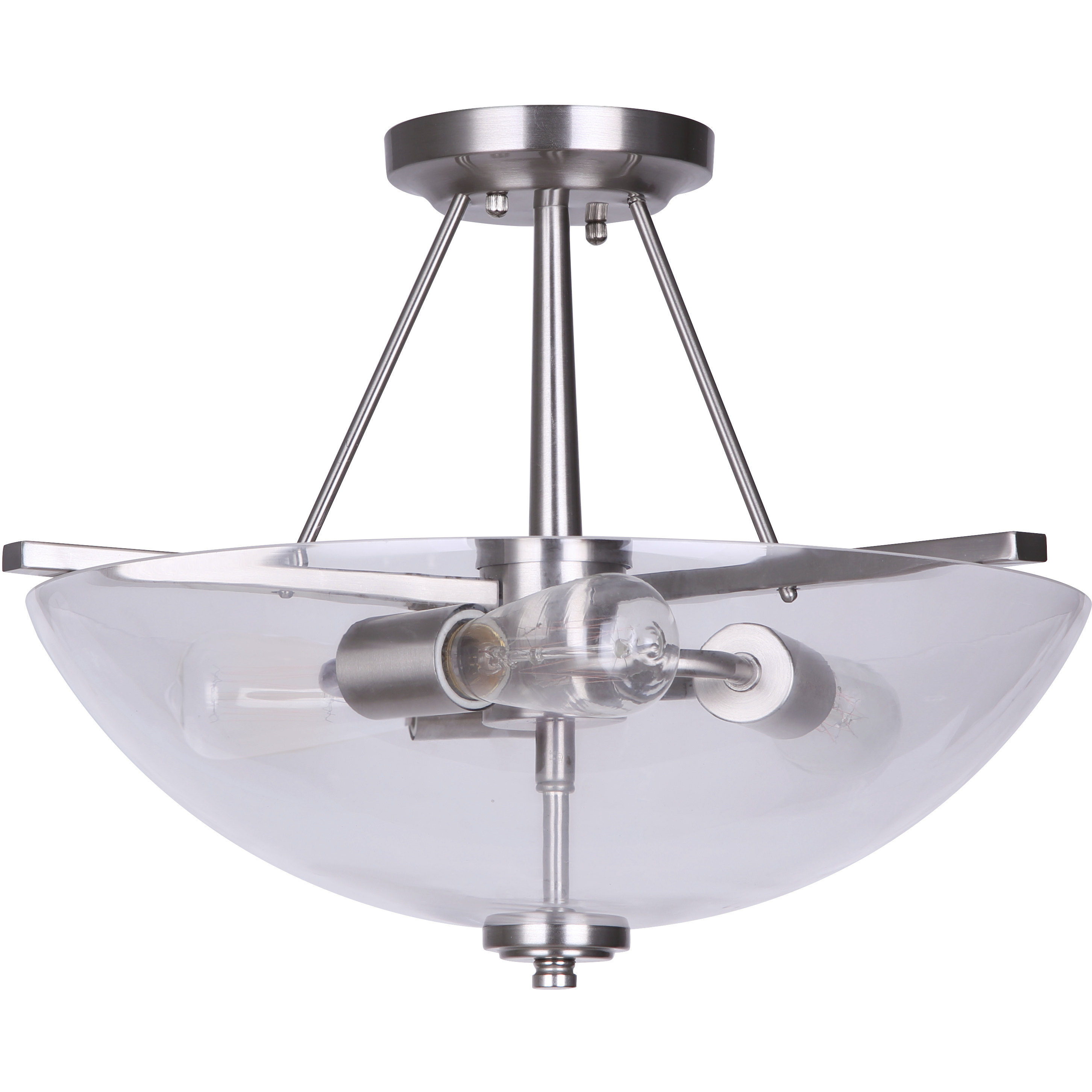 Madison 3 Light 13 inch Brushed Nickel Semi-Flush Mount Ceiling Light