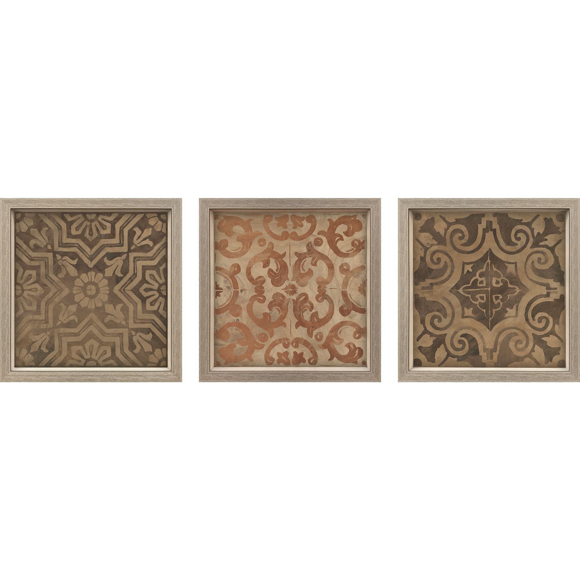 Wood Inlay Brown and Beige and Rust and Sepia Framed Art