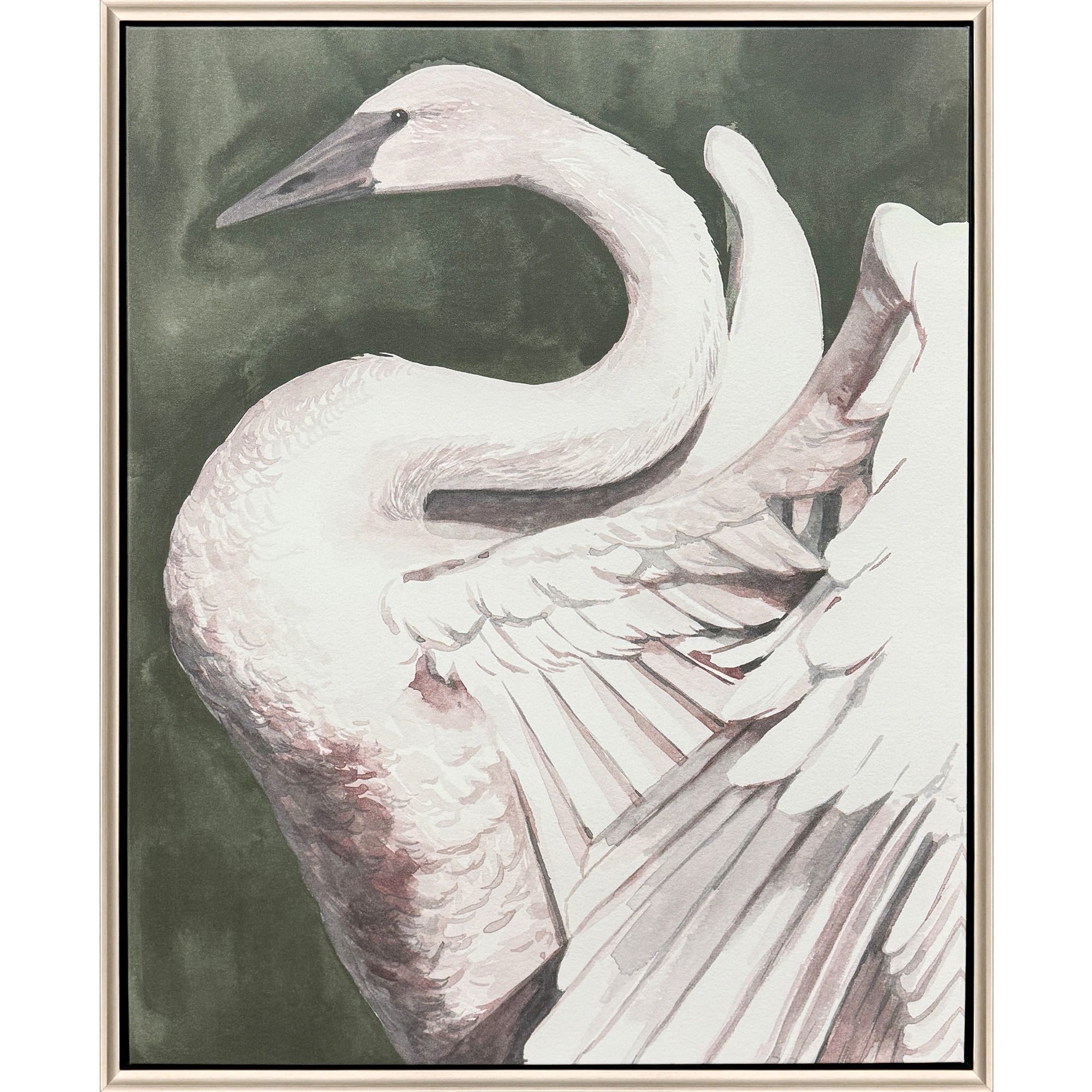Swan Dance White and Brown and Gray and Green Canvas