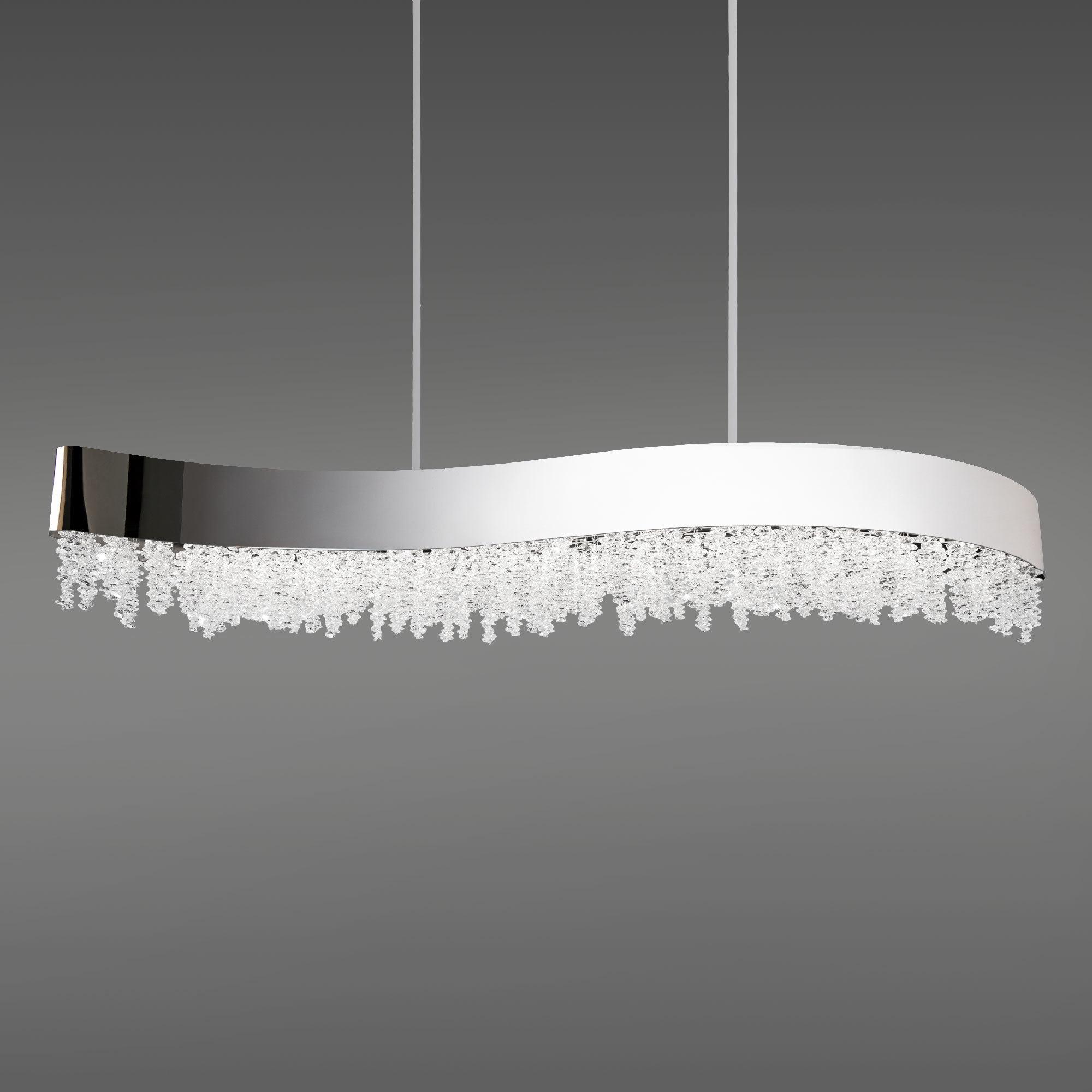 Signature Soleil LED 46.5 inch Polished Nickel Linear Pendant Ceiling Light, Schonbek Signature