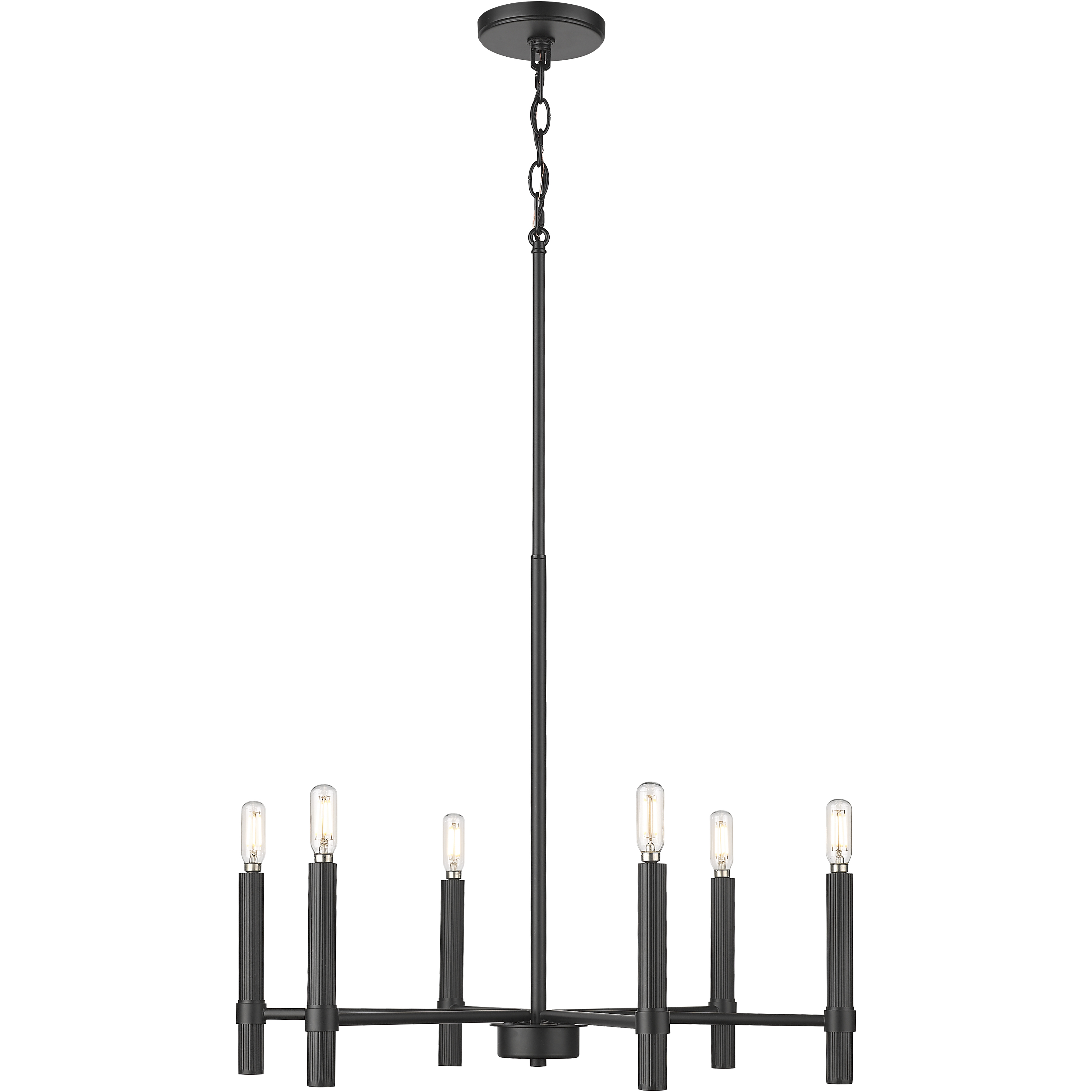 Skyva 6 Light 24.25 inch Matte Black Chandelier Ceiling Light