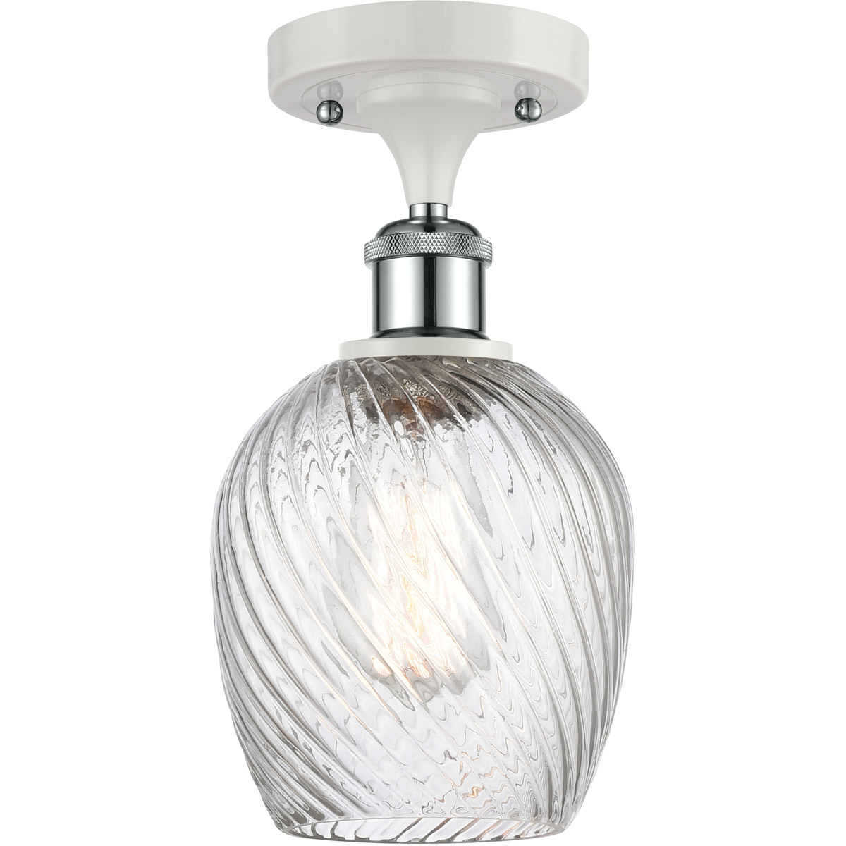 Ballston Salina LED 5 inch White and Polished Chrome Semi-Flush Mount Ceiling Light, Ballston