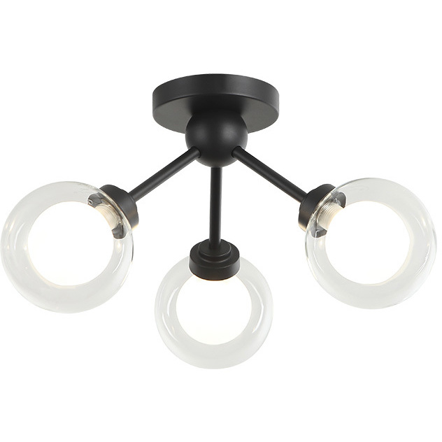 Solaris 3 Light 16.25 inch Matte Black Chandelier Ceiling Light