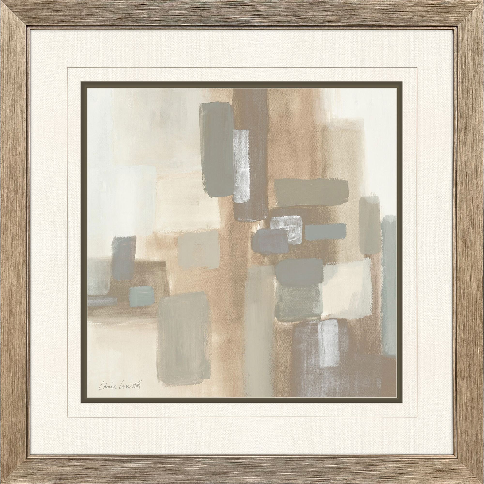 Patches II Gray and Beige and Brown and Neutral Framed Art