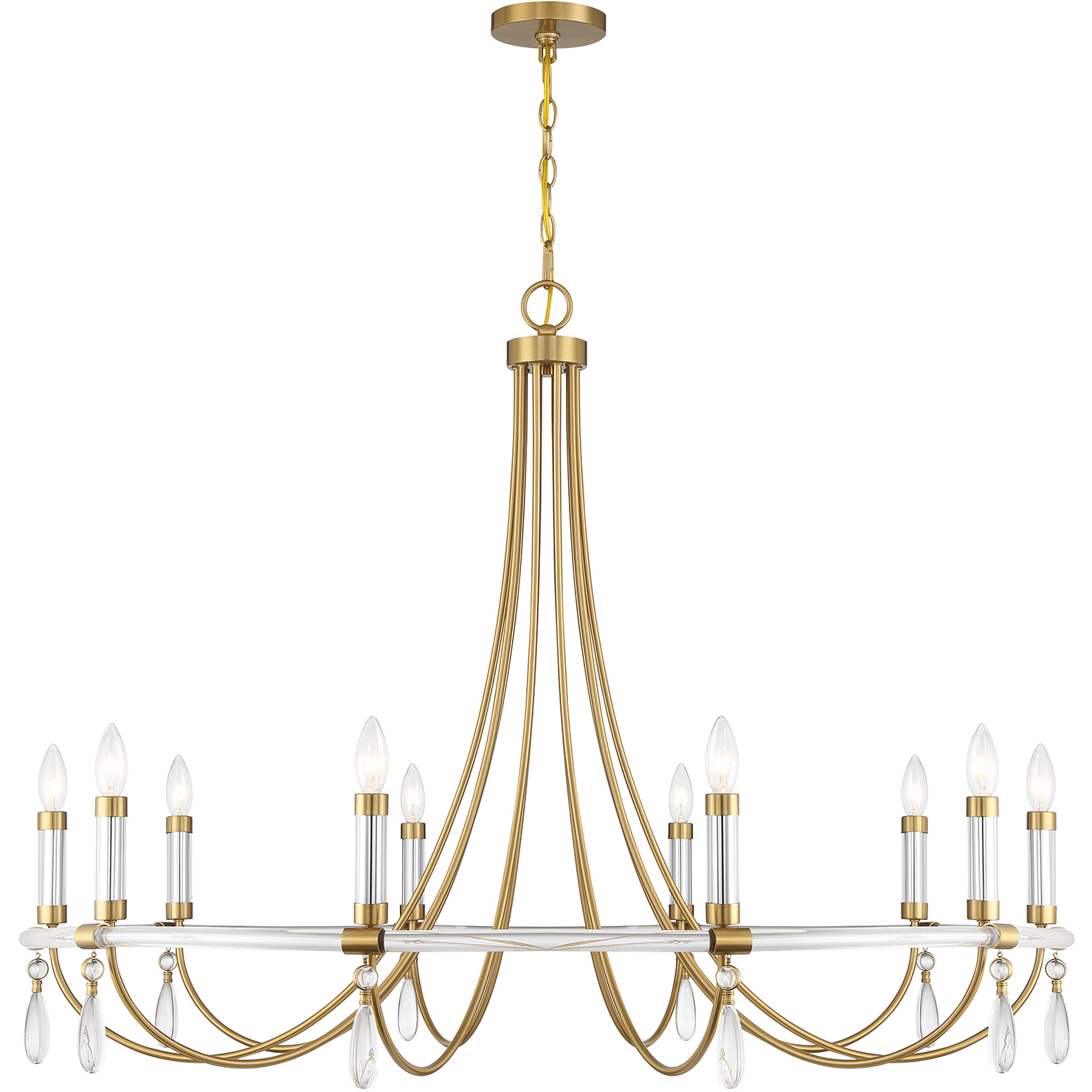 Mayfair 10 Light 45 inch Warm Brass with Chrome Accents Chandelier Ceiling Light