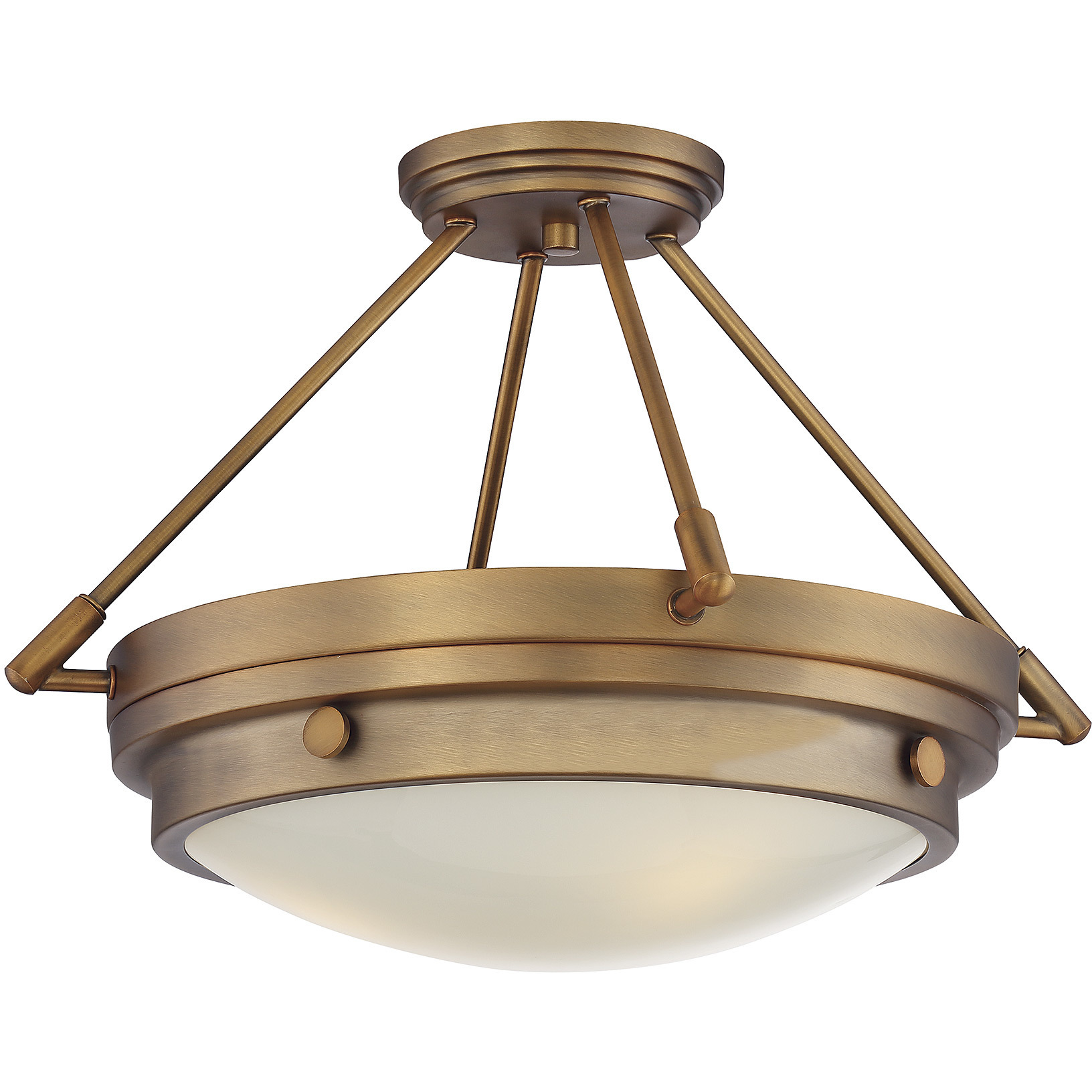 Lucerne 3 Light 18.5 inch Warm Brass Semi-Flush Ceiling Light