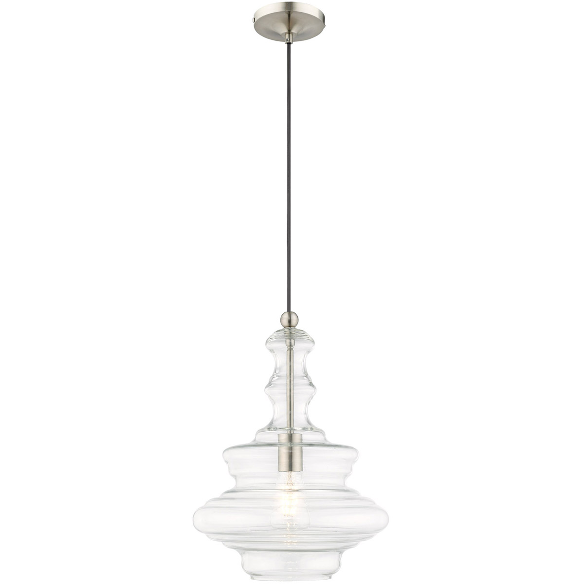 Art Glass 1 Light 12.25 inch Brushed Nickel Mini Pendant Ceiling Light