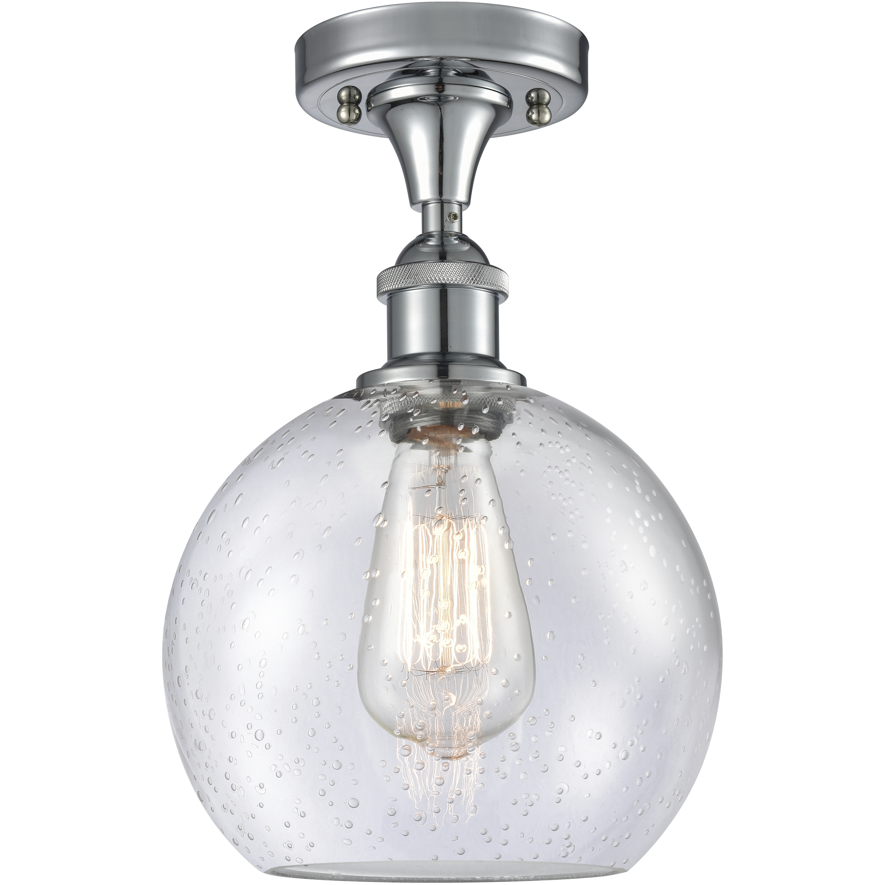 Edison Athens 1 Light 8 inch Brushed Satin Nickel Semi-Flush Mount Ceiling Light in Matte White Glass