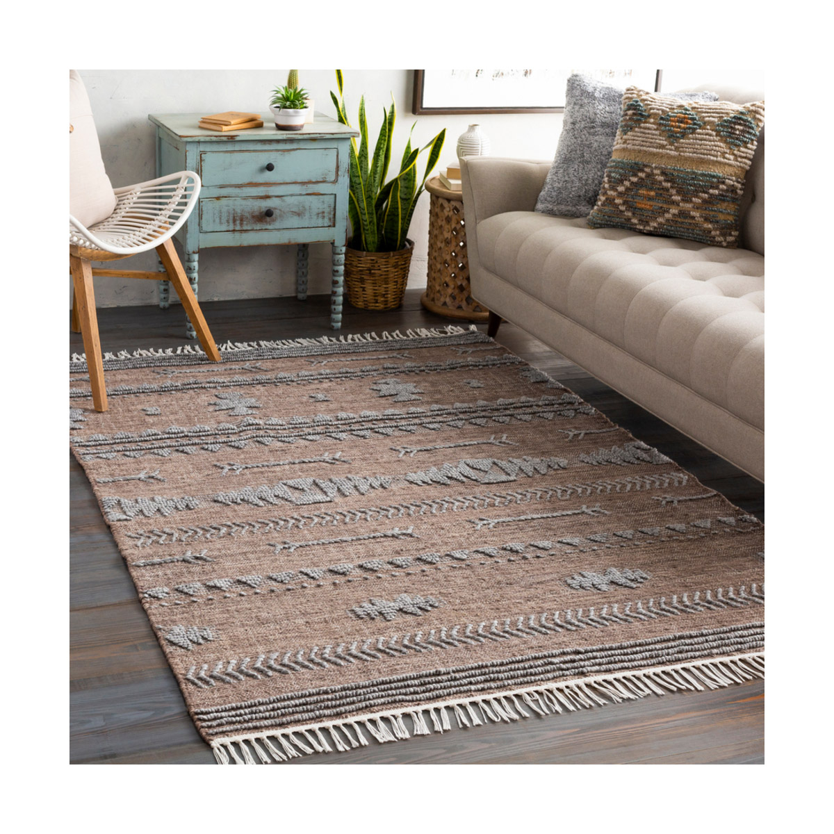 Cheyenne Naturals 72 X 48 inch Camel/Dark Brown/Medium Gray/White Rugs