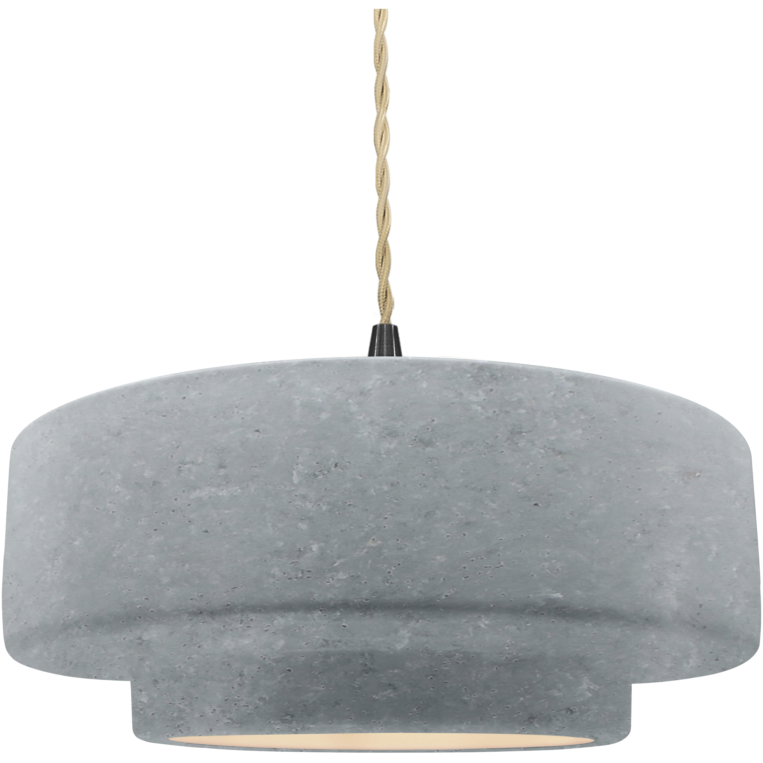 Radiance Collection - Tier Pendant Ceiling Light in Matte Black, Replaceable Bulb, Beige Twist Cord, Concrete, 14.5W x 5.25H, Form+Finish+Function