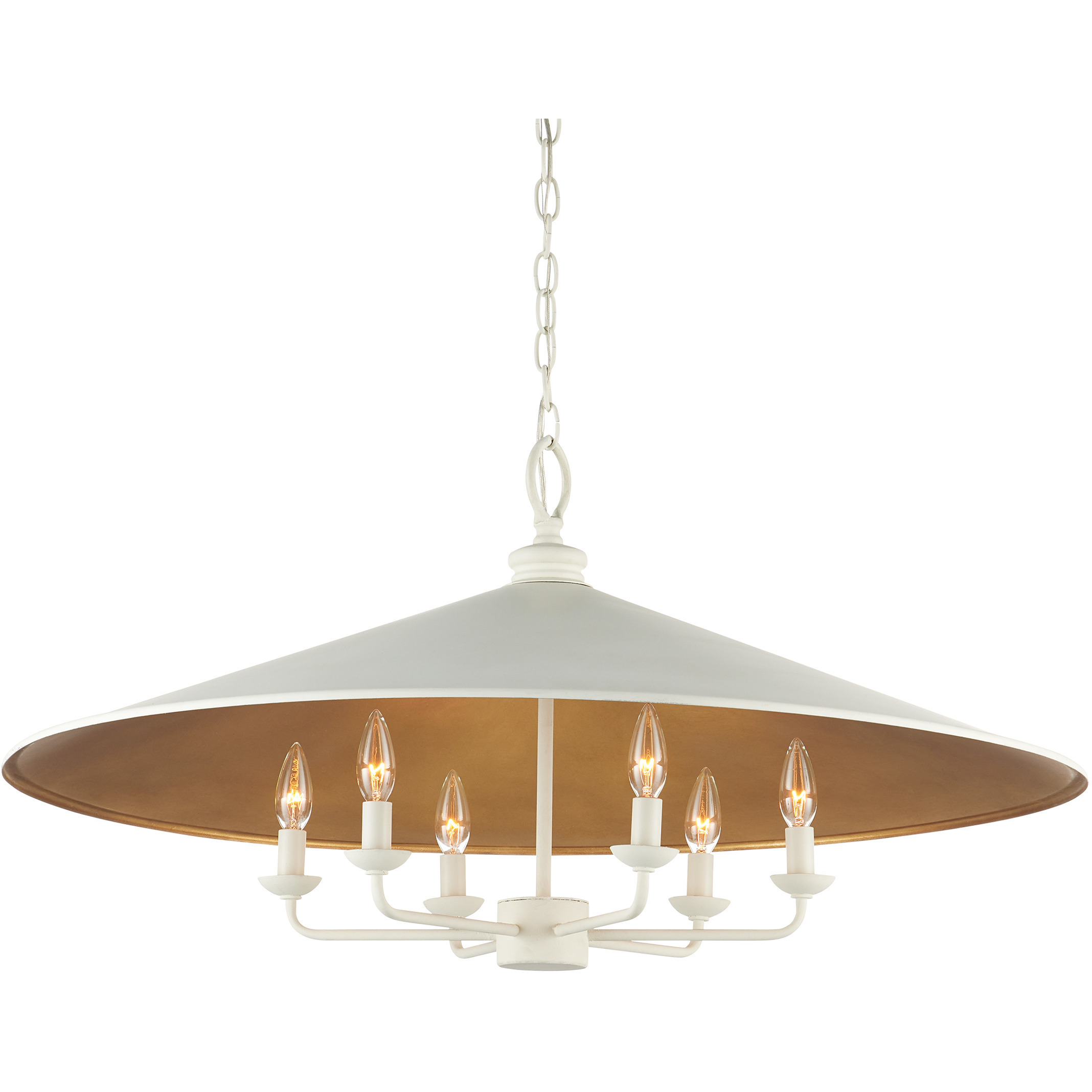 Brussels 6 Light 36 inch Snow White and Contemporary Gold Leaf Chandelier Ceiling Light