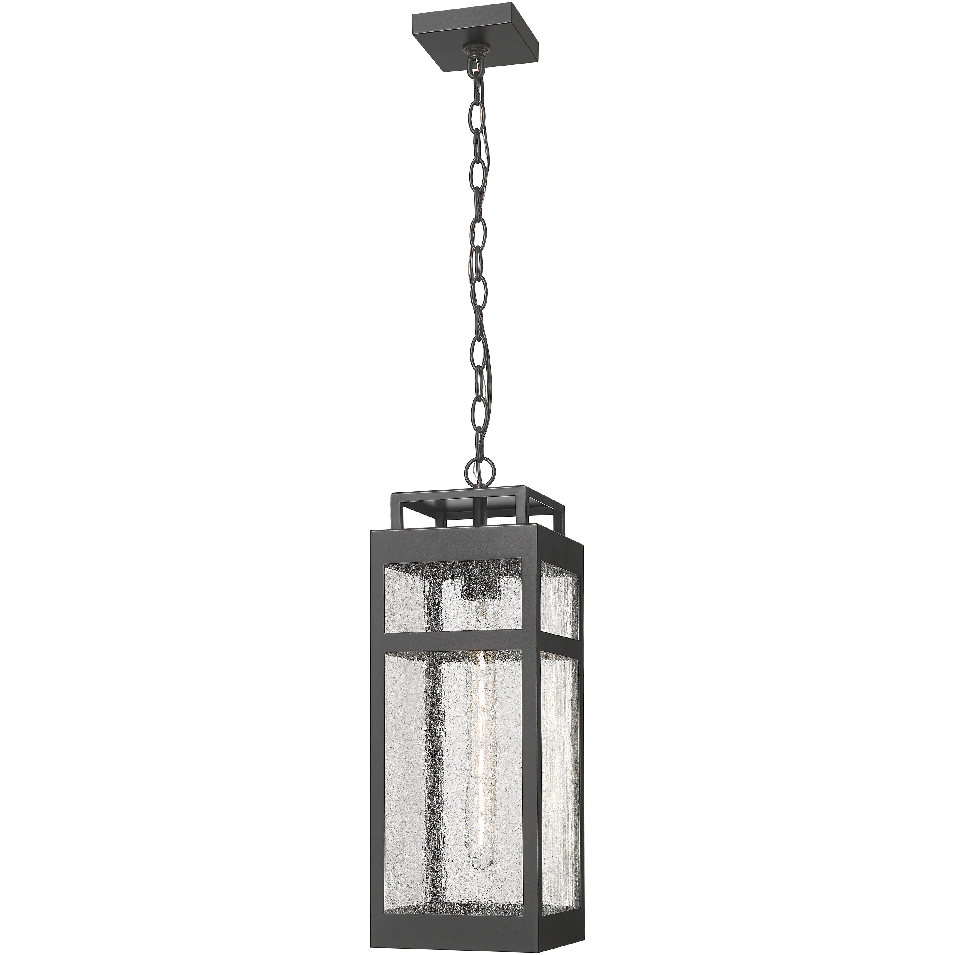 Ridgeway 1 Light 6.75 inch Matte Black Outdoor Pendant in Seedy Glass