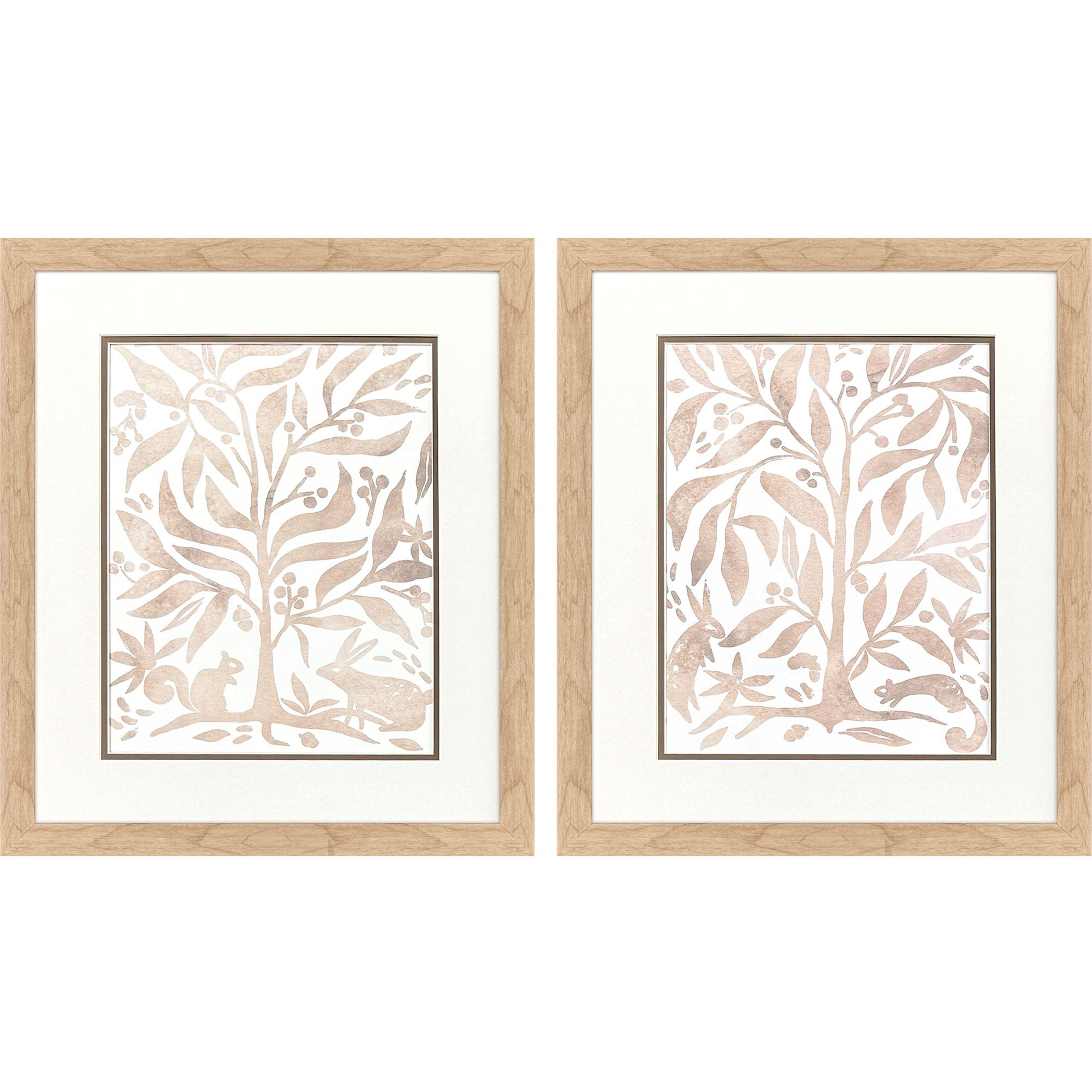 Woodland Animals Brown and Beige and Metallic and Neutral Framed Art, Propac