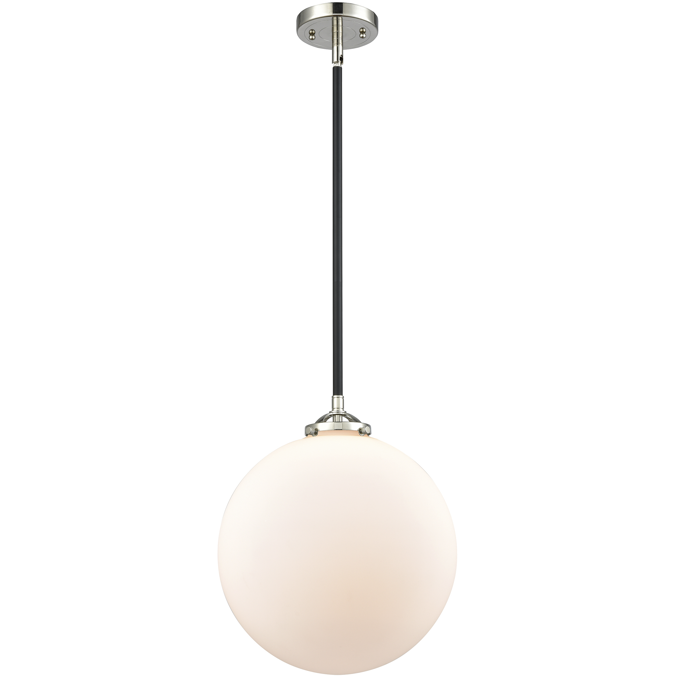 Nouveau Beacon 1 Light 12 inch Black Polished Nickel Mini Pendant Ceiling Light in Incandescent, Matte White, Nouveau