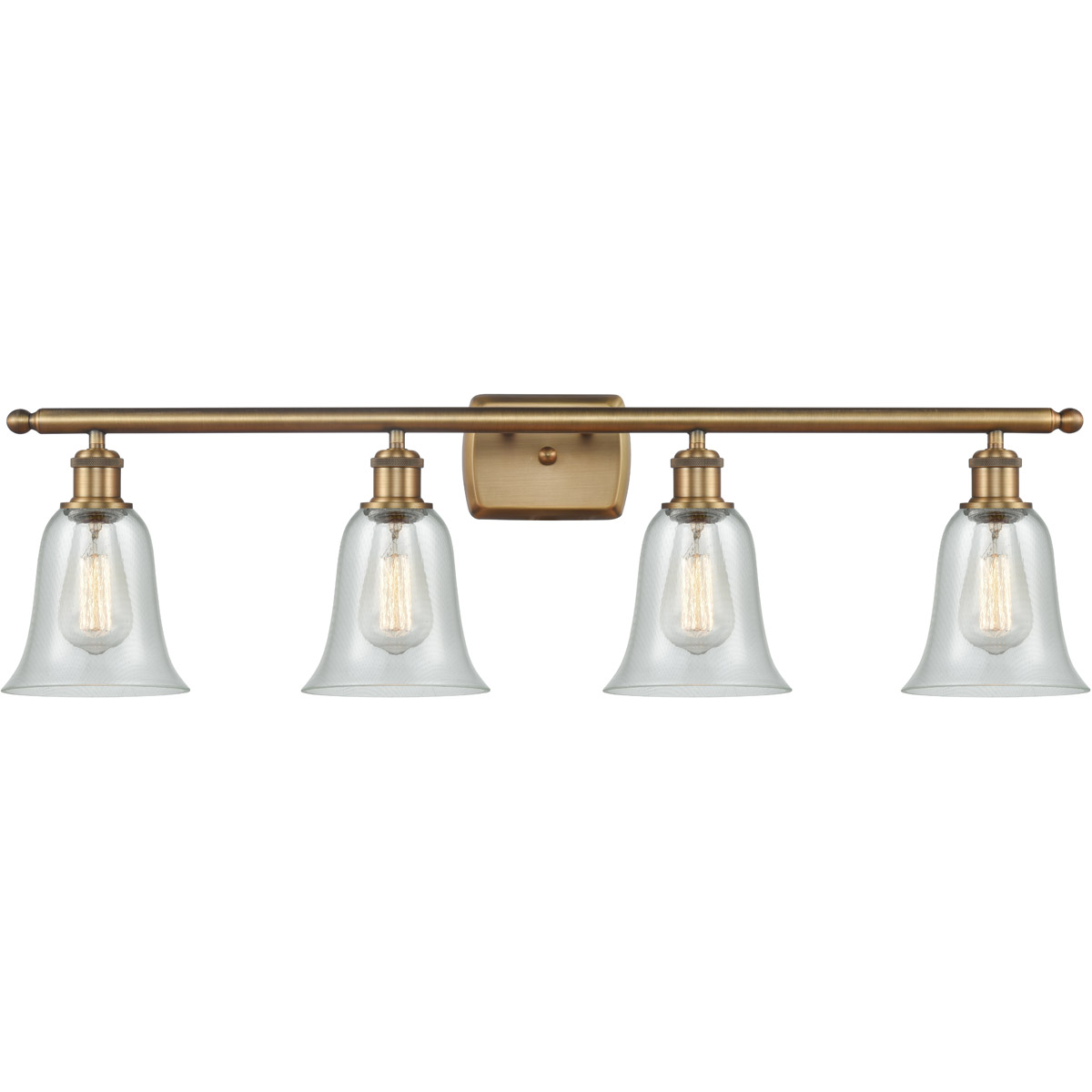 Ballston Hanover 4 Light 36 inch Brushed Brass Bath Vanity Light Wall Light in Fishnet Glass, Ballston