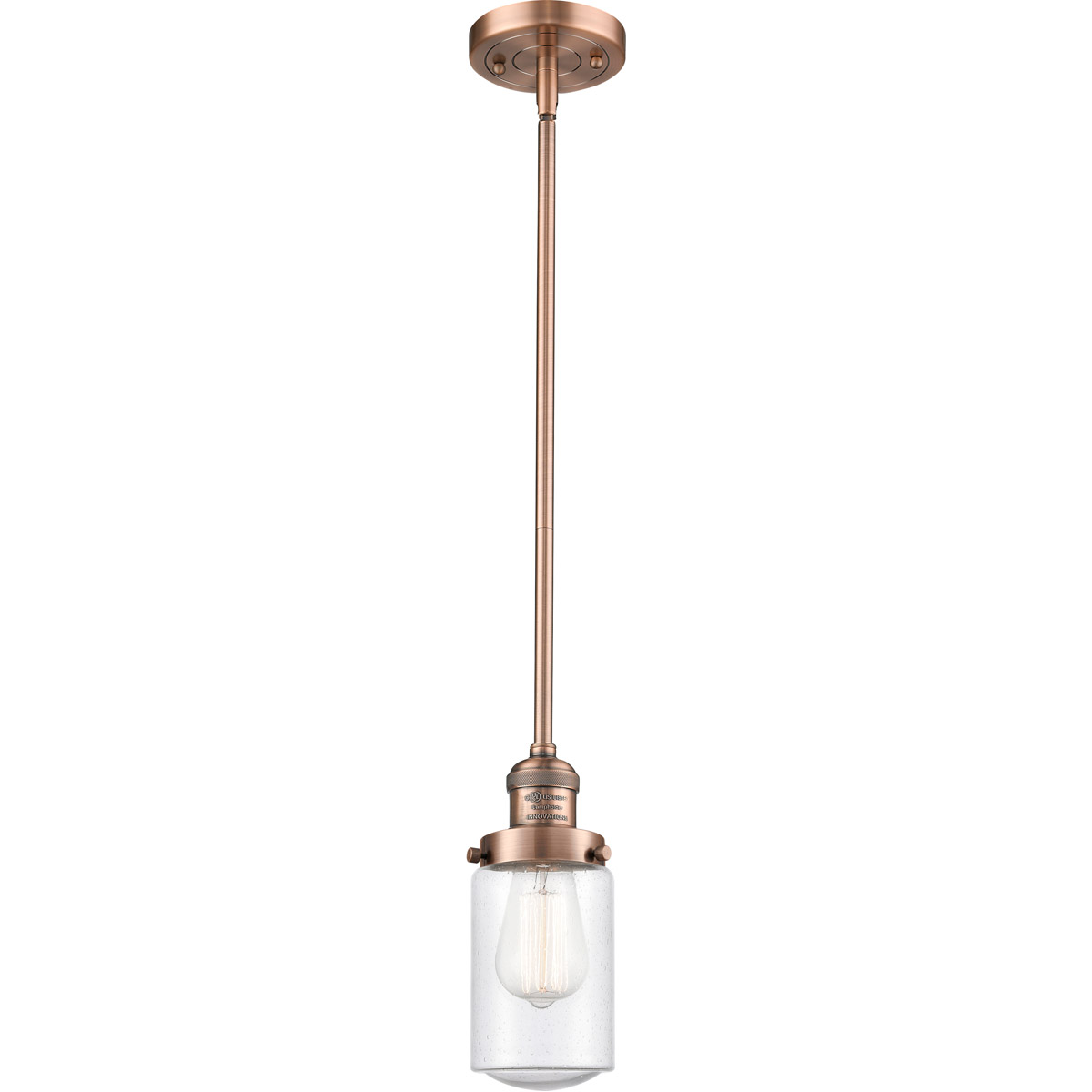 Franklin Restoration Dover 1 Light 5 inch Antique Copper Mini Pendant Ceiling Light in Seedy Glass, Franklin Restoration