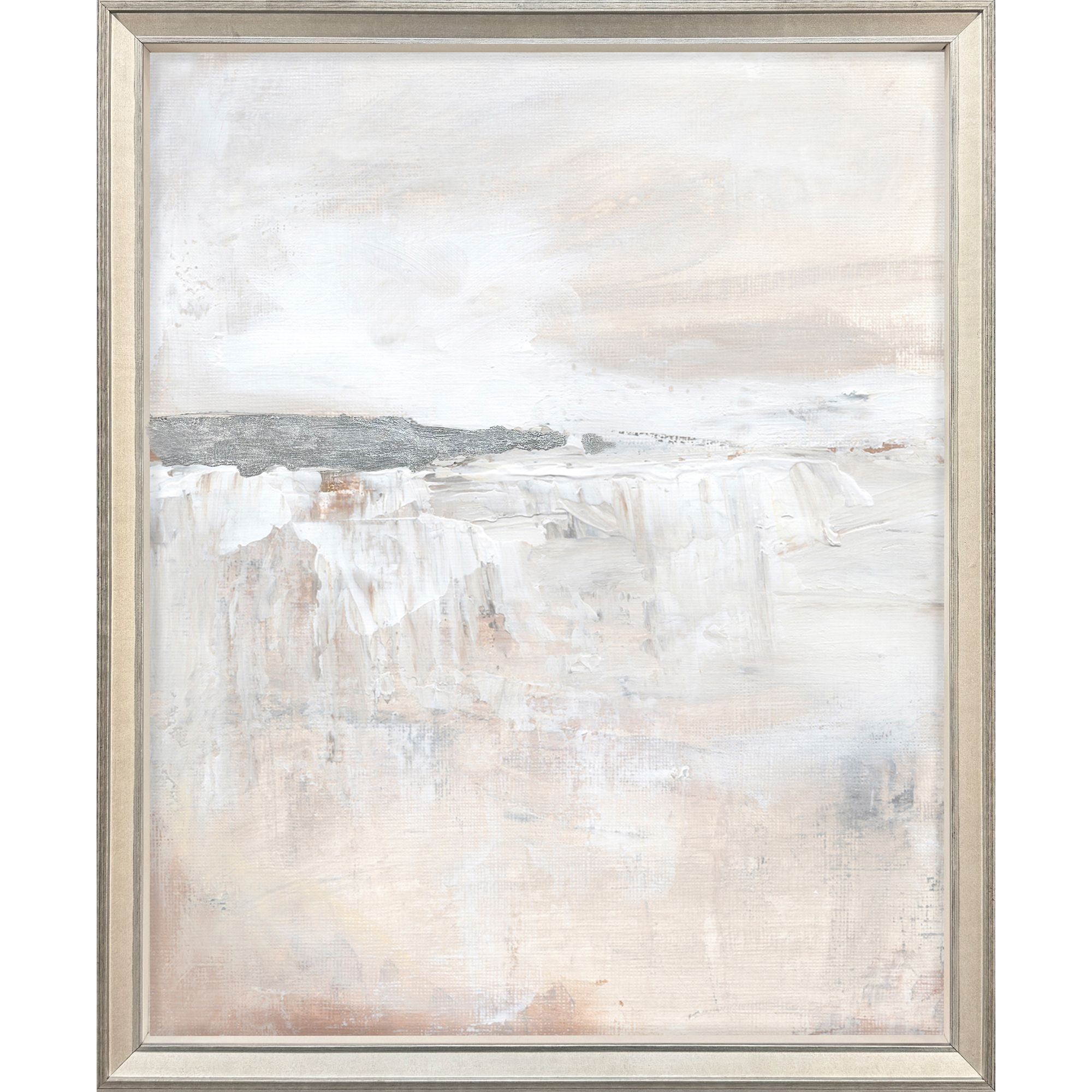 Earthbound I White and Gray and Neutral and Metallic Framed Art