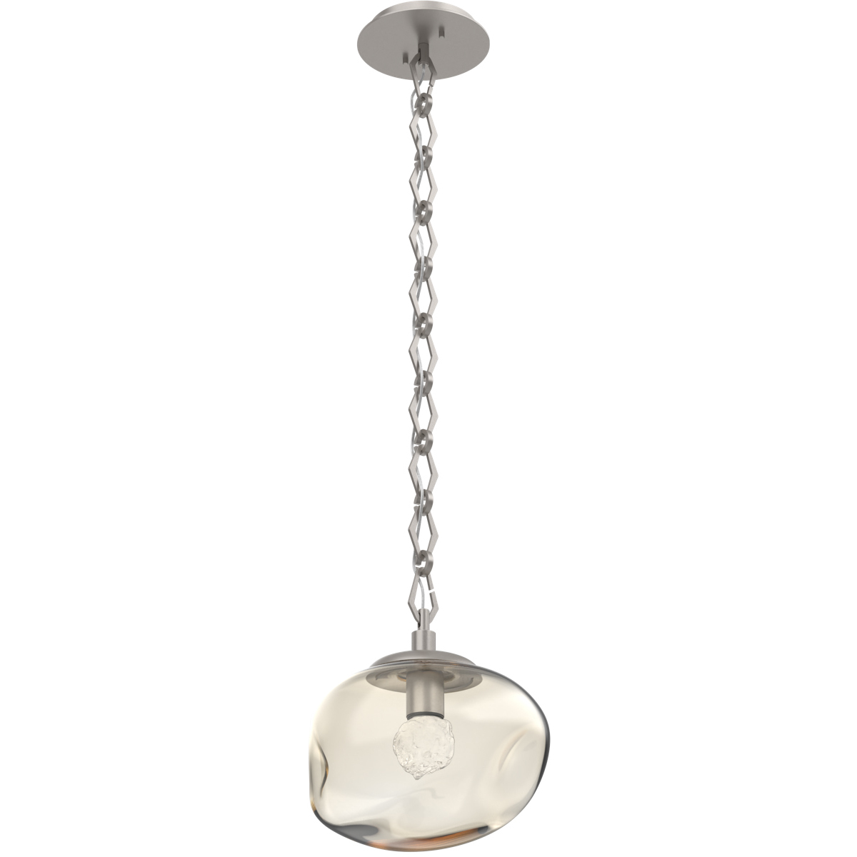 Nova LED 10 inch Beige Silver Pendant Ceiling Light in Amber, 2700K LED, Diamond Chain