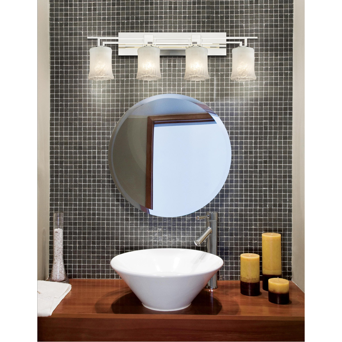 Veneto Luce LED 36 inch Brushed Nickel Bath Bar Wall Light in 2800 Lm LED, Whitewash (Veneto Luce), Cylinder with Rippled Rim, Aero