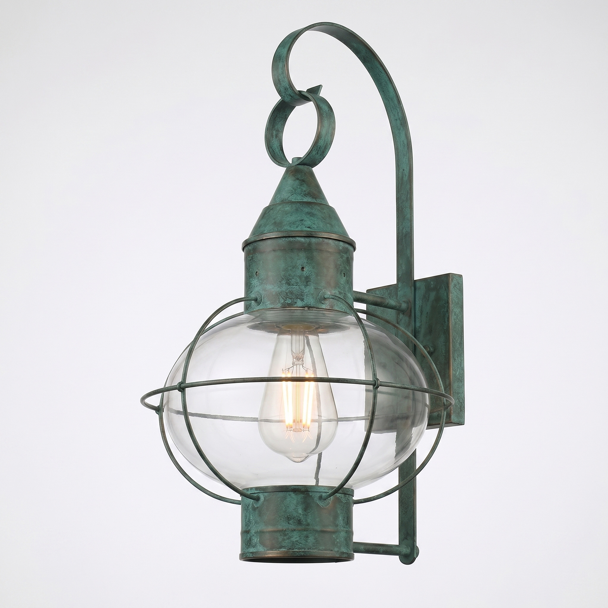 Ellington 1 Light 21.25 inch Verde Green Outdoor Sconce in Clear Glass, Brass Traditions by Innovations Lighting