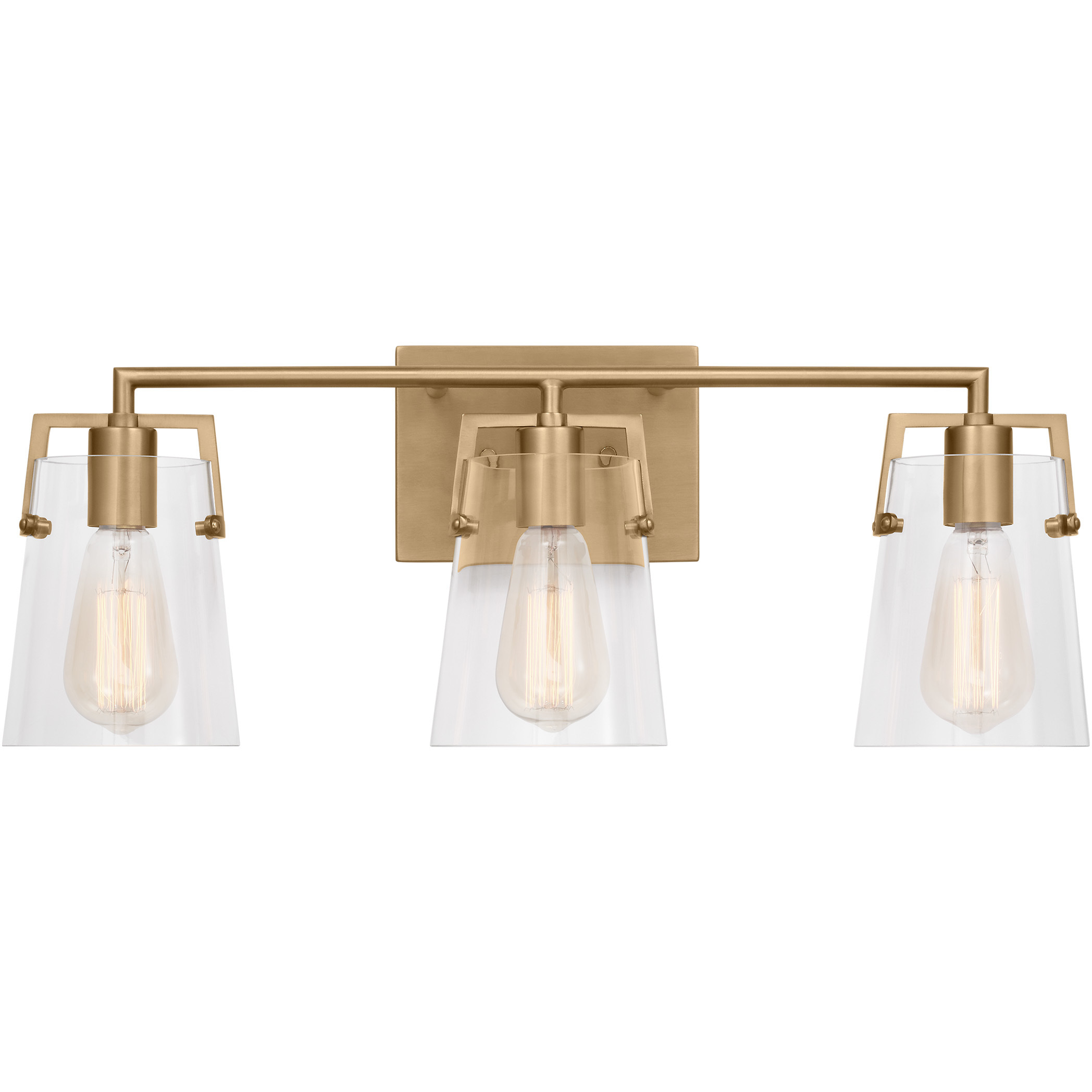 Drew & Jonathan Crofton 3 Light 24 inch Satin Brass Wall Bath Fixture Wall Light in Clear Glass