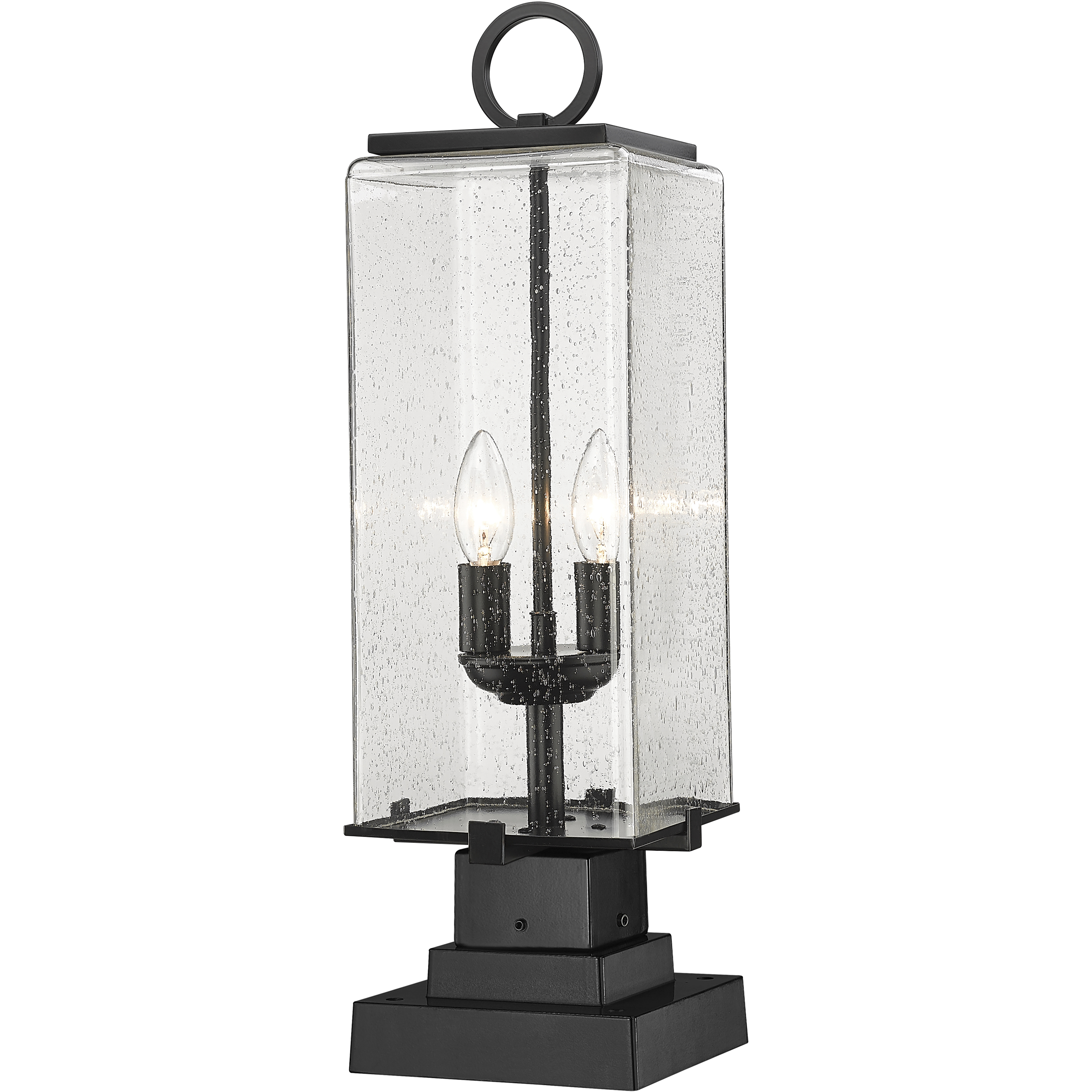 Sana 2 Light 22.5 inch Black Outdoor Pier Mounted Fixture in Seedy Glass