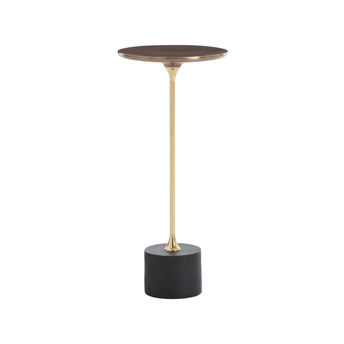 Fitz 10 inch Antique Brass/Blackened Iron Accent Table, Round