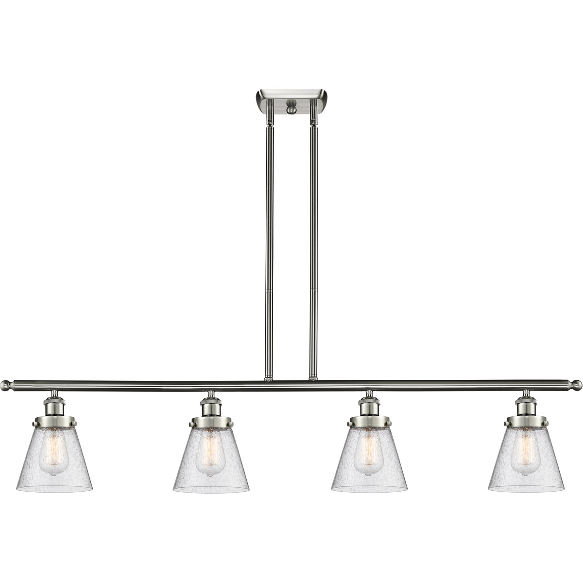 Ballston Small Cone LED 48 inch Brushed Satin Nickel Island Light Ceiling Light in Seedy Glass, Ballston