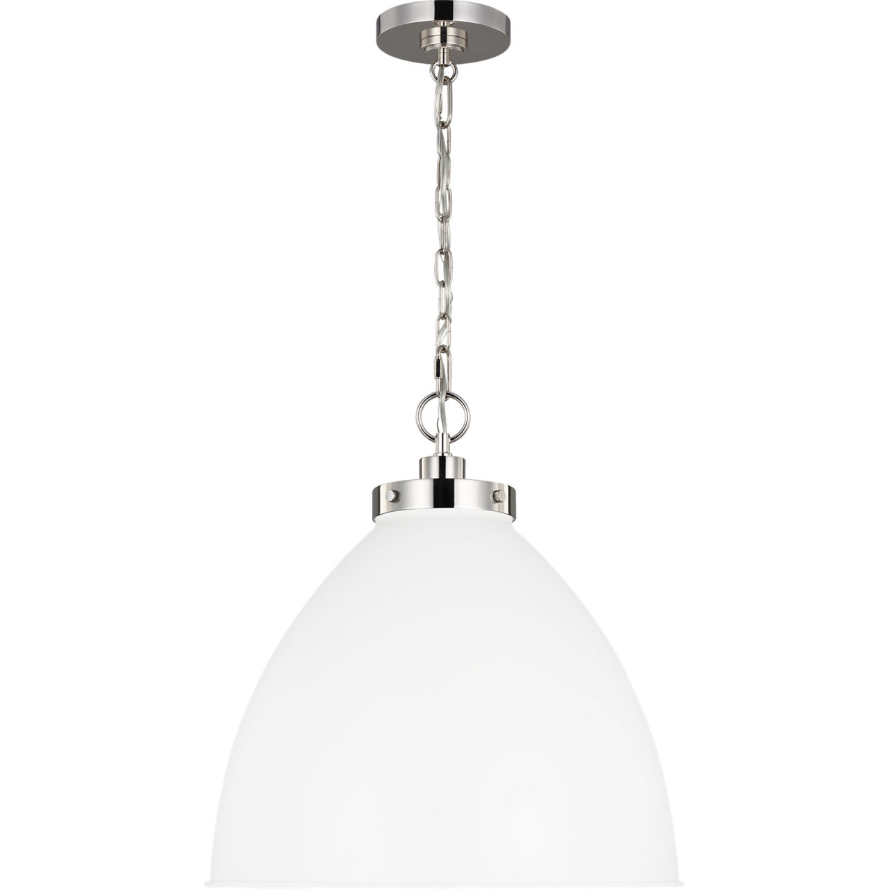 C&M by Chapman & Myers Wellfleet 1 Light 17.5 inch Matte White and Polished Nickel Pendant Ceiling Light in Matte White / Polished Nickel