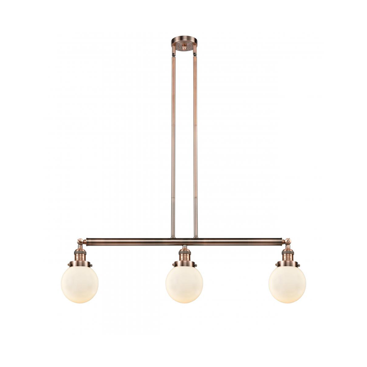 Franklin Restoration Beacon 3 Light 39 inch Antique Copper Island Light Ceiling Light in Matte White Glass, Franklin Restoration