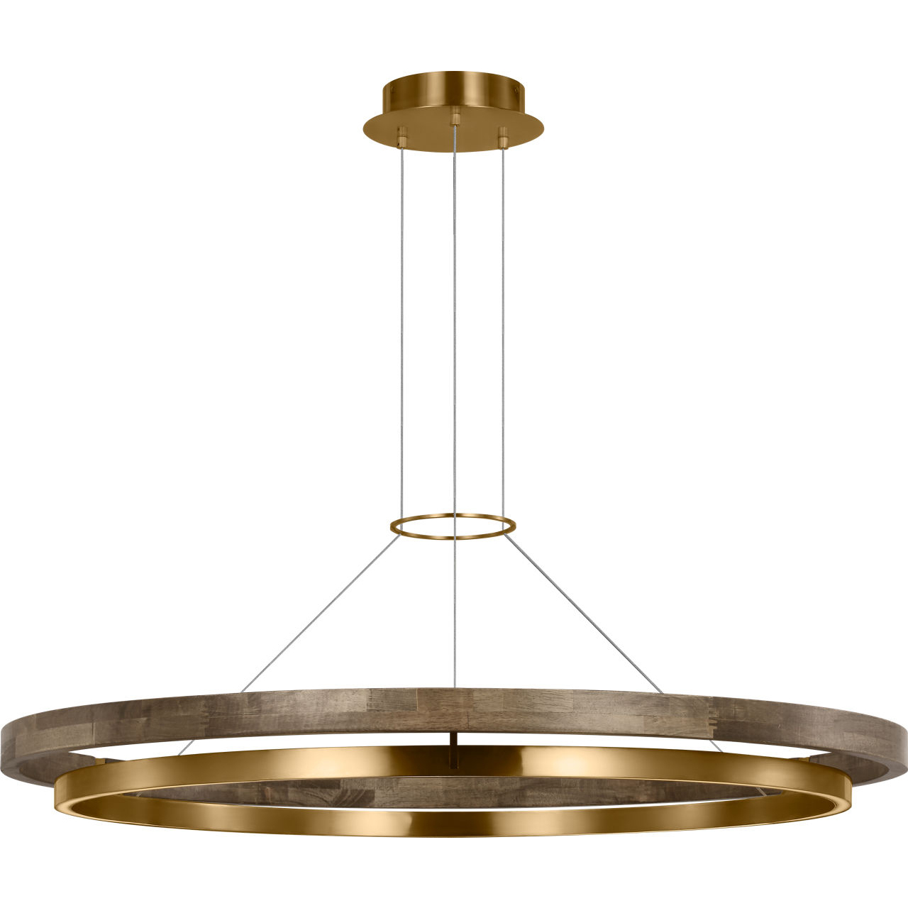 Sean Lavin Grace LED 48 inch Natural Brass/Weathered Oak Chandelier Ceiling Light
