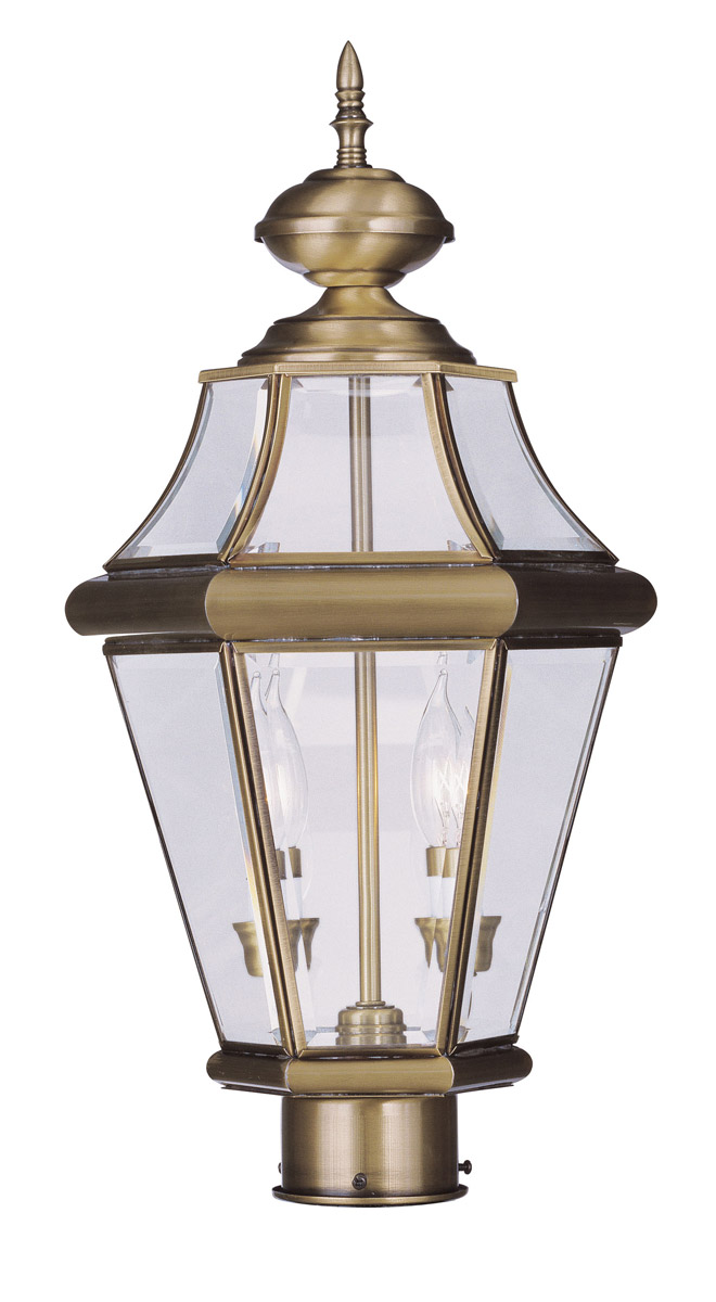 Georgetown 2 Light 21 inch Antique Brass Outdoor Post Top Lantern