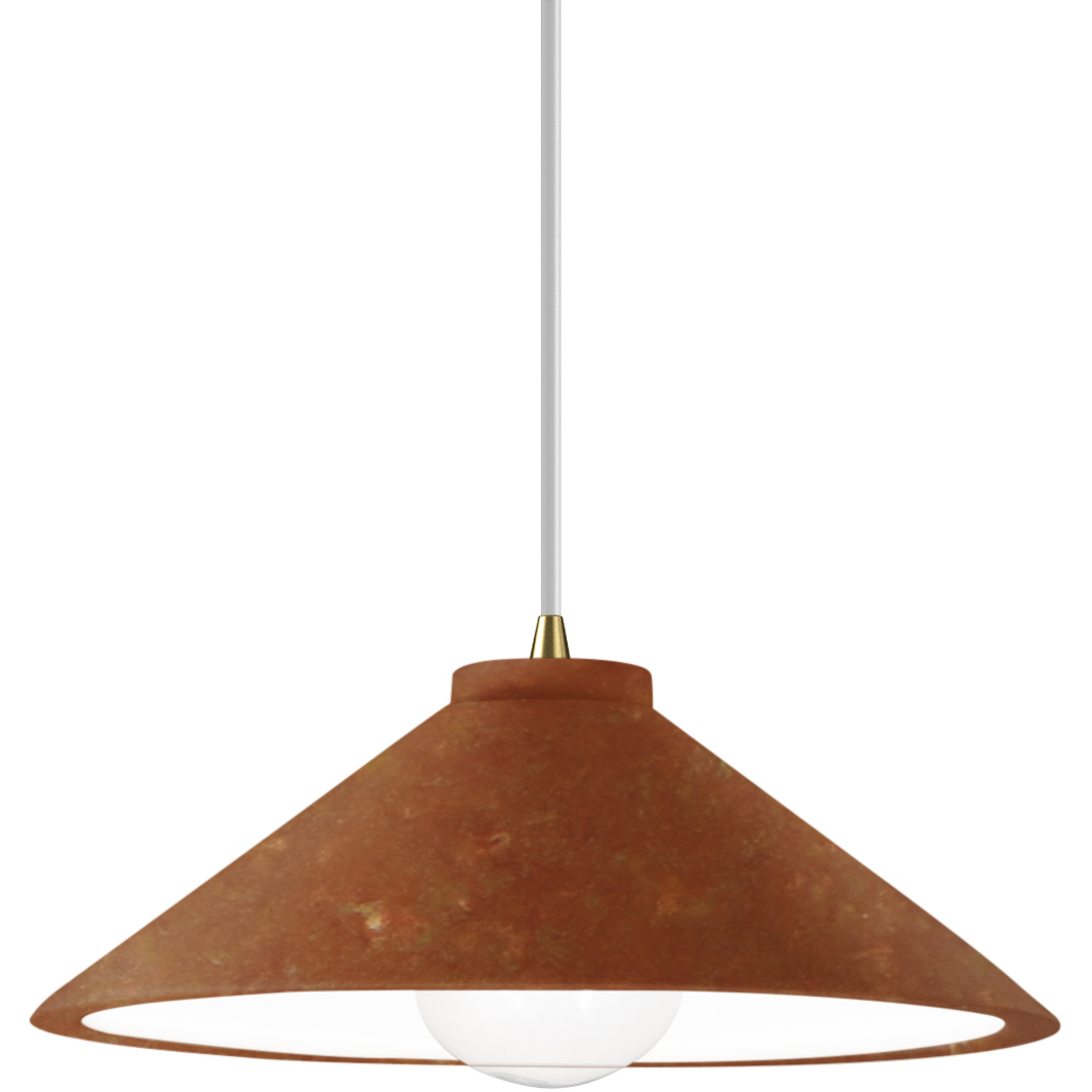Radiance Collection - Flare 1 Light 11.75 inch Rust Patina and Antique Brass Pendant Ceiling Light in Replaceable Bulb, White, Form+Finish+Function