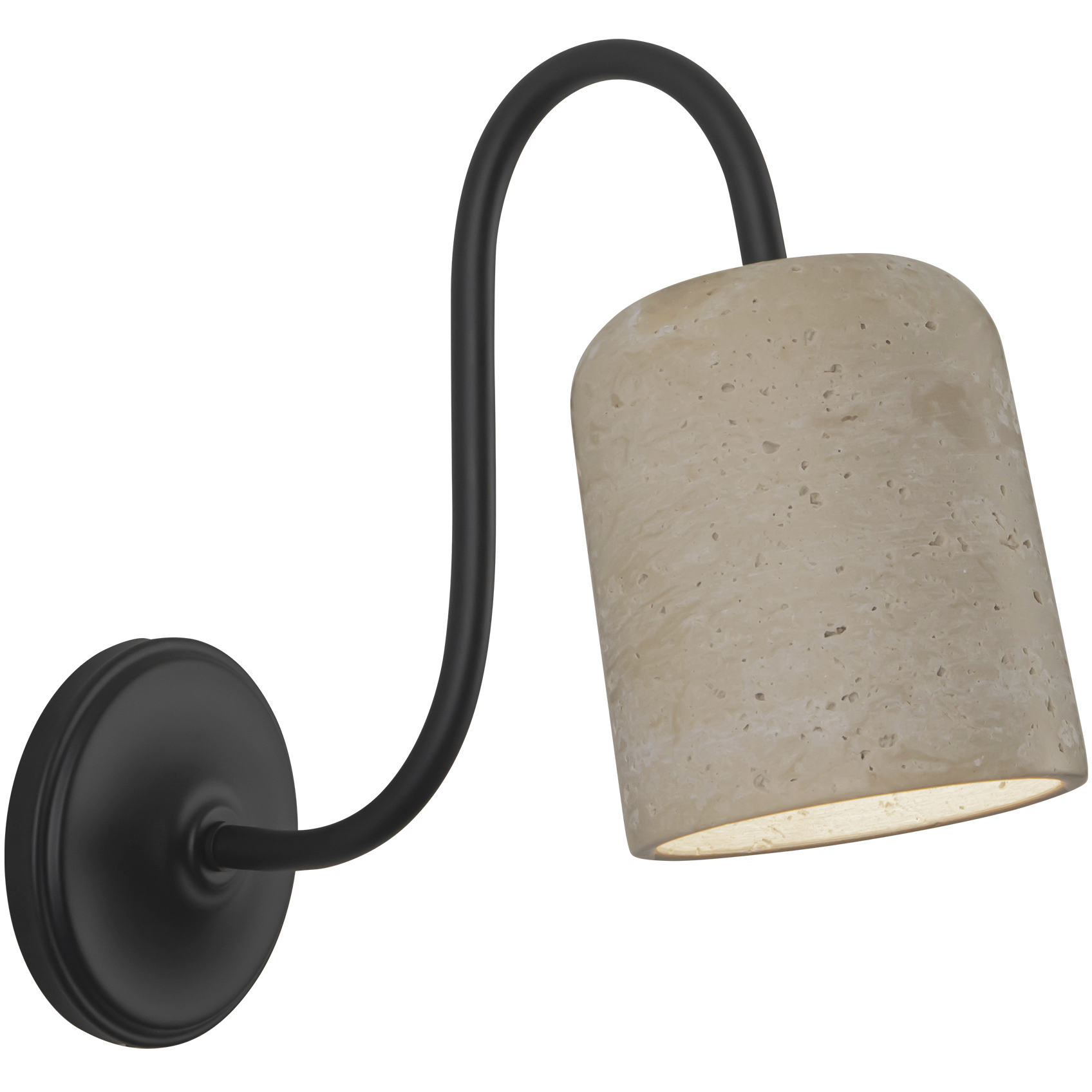 Alora Mood Bromley 1 Light 5 inch Matte Black Wall/Vanity Light Wall Light in Matte Black and Travertine