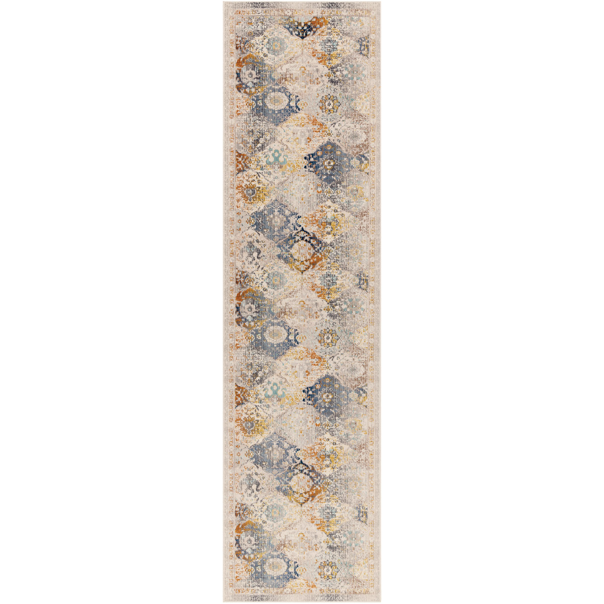 Dublin 123 X 33 inch White/Aqua/Charcoal/Burnt Orange/Saffron Rugs
