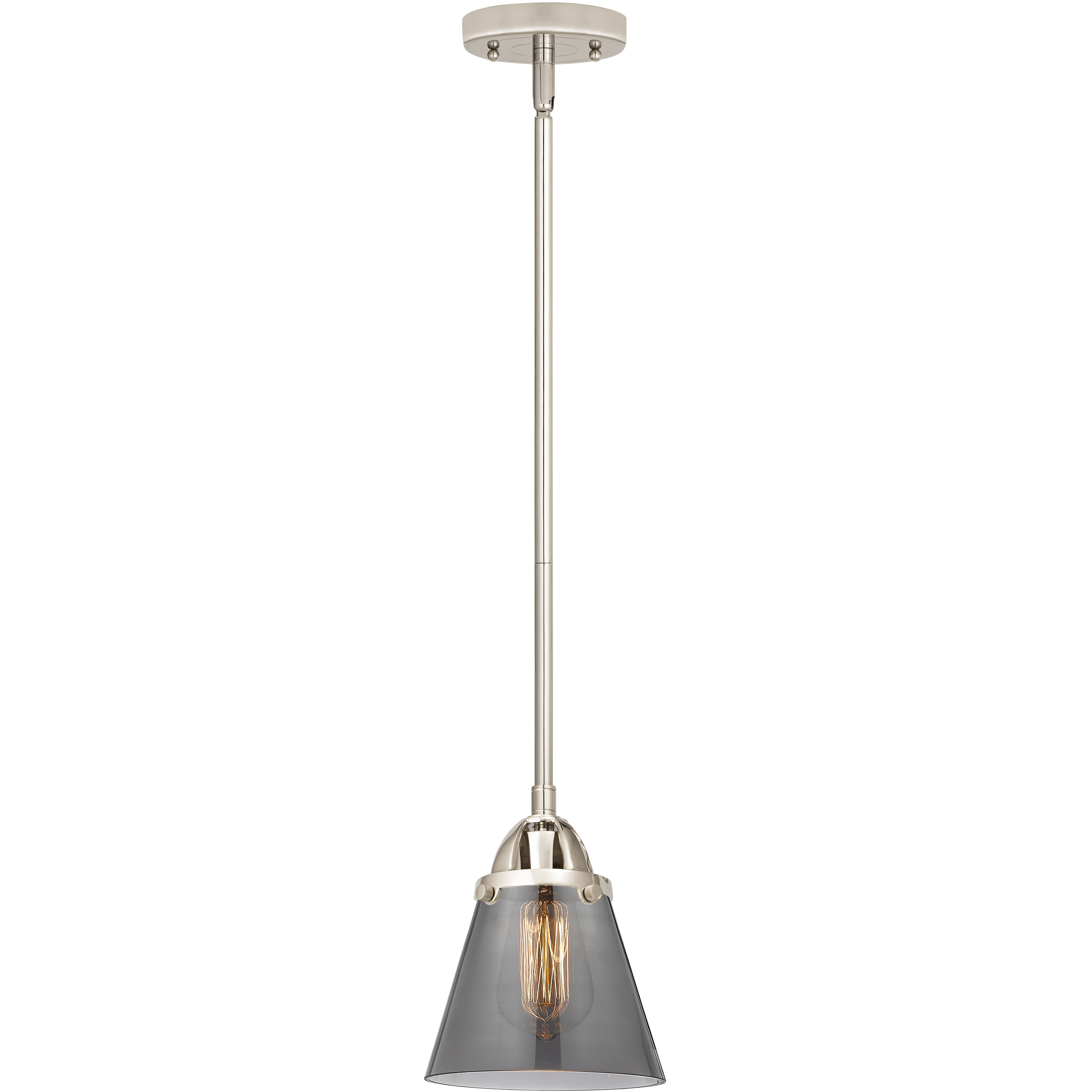 Nouveau 2 Cone 1 Light 6.25 inch Polished Nickel Mini Pendant Ceiling Light Incandescent Plated