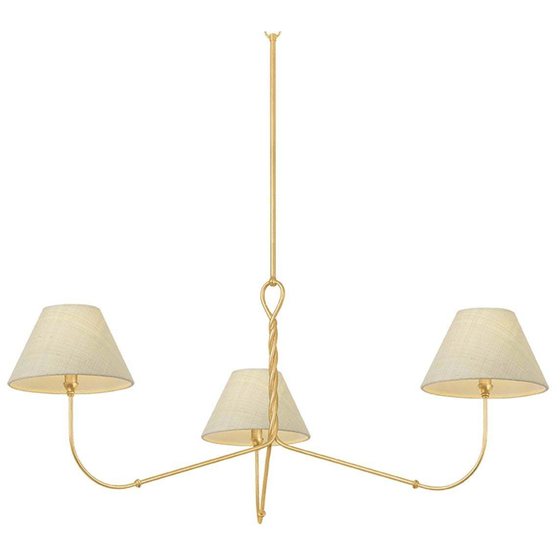 Dekalb 3 Light 48 inch Vintage Gold Leaf Chandelier Ceiling Light