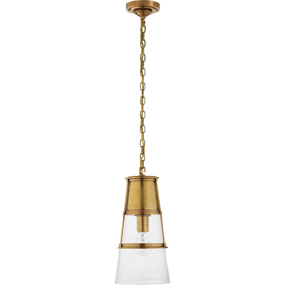 Thomas O'Brien Robinson 1 Light 7.5 inch Hand-Rubbed Antique Brass Pendant Ceiling Light in Clear Glass, Medium