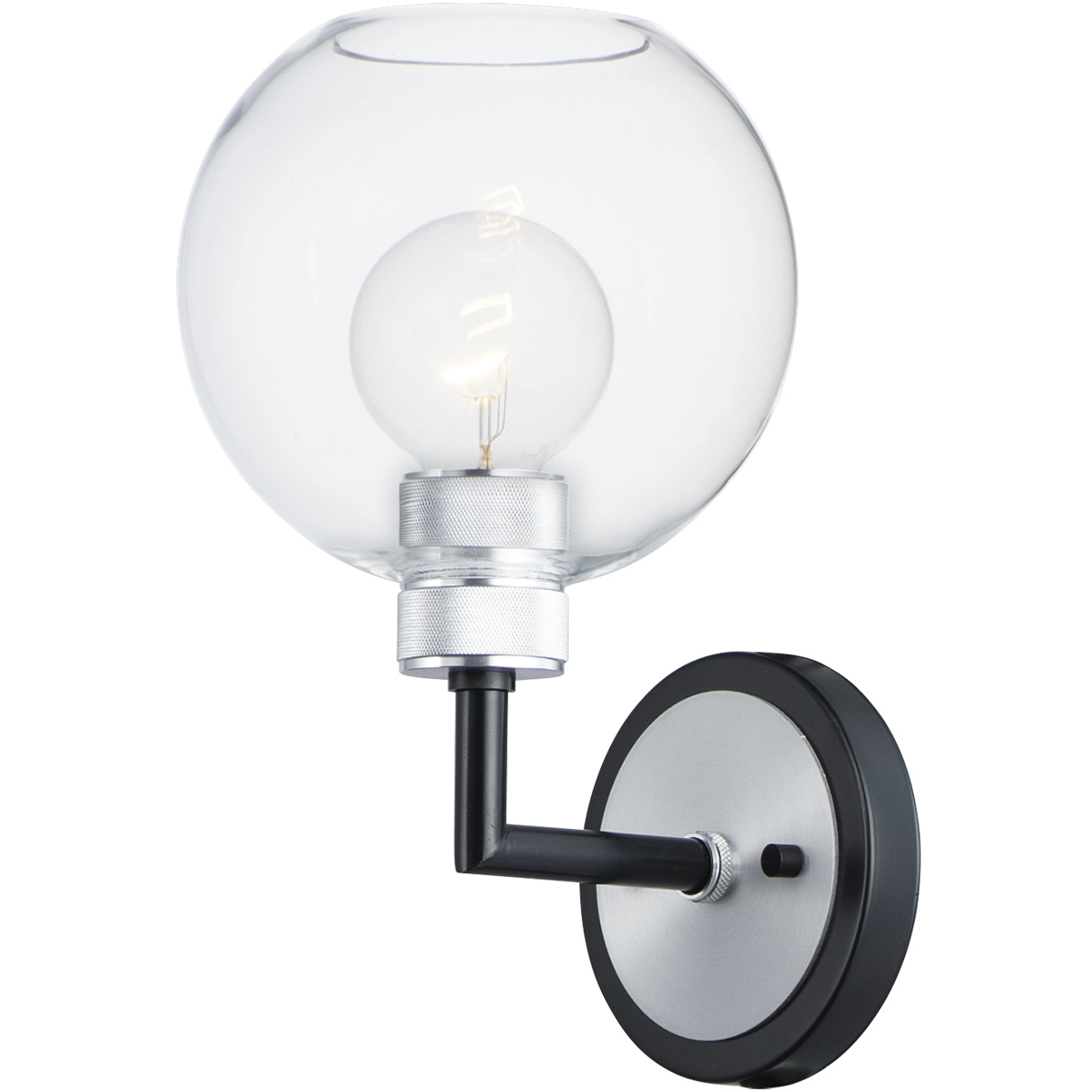 Vessel 1 Light 7.25 inch Black and Brushed Aluminum Bath Vanity Wall Light