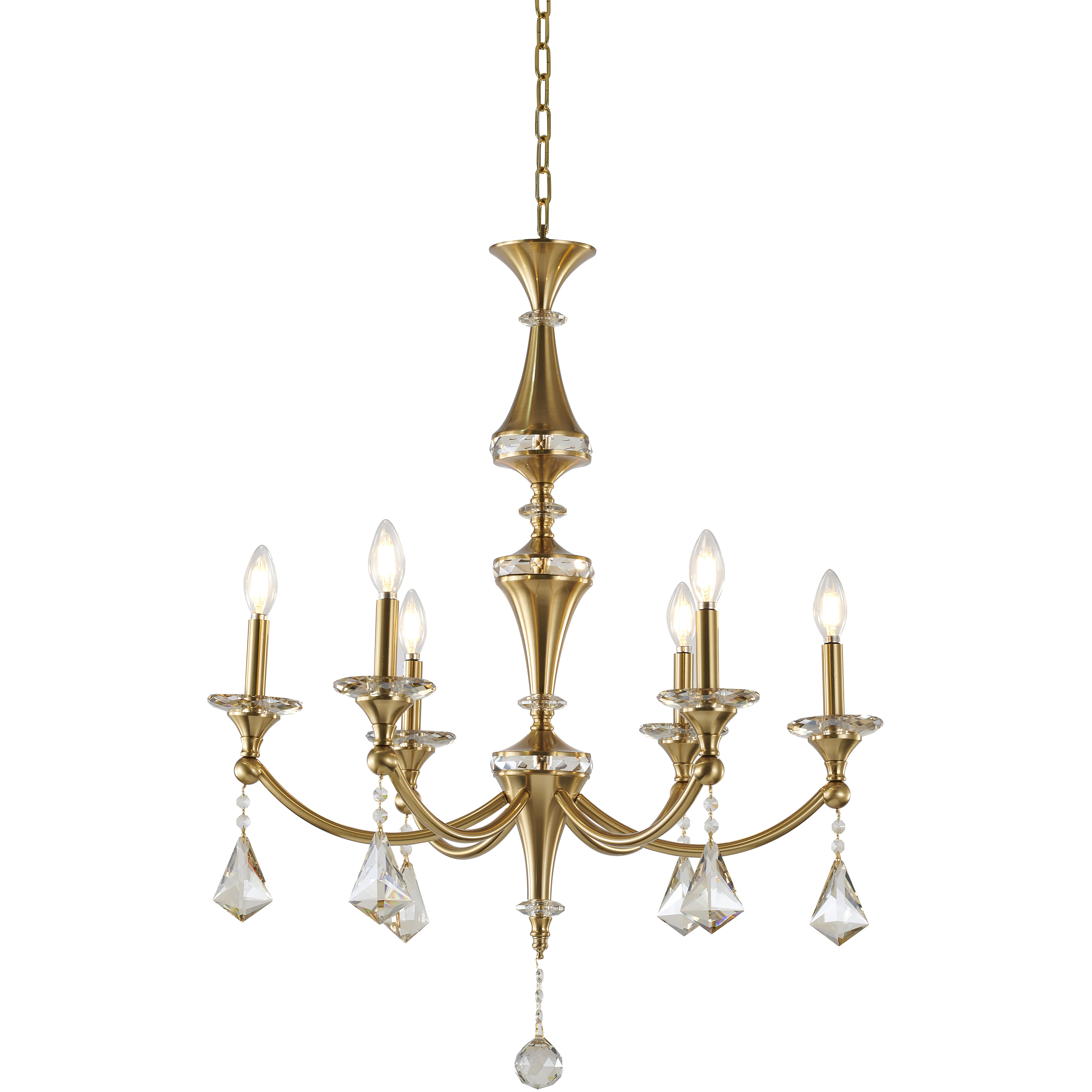 Canada 6 Light 27 inch Stain Brass Chandelier Ceiling Light in Satin Brass