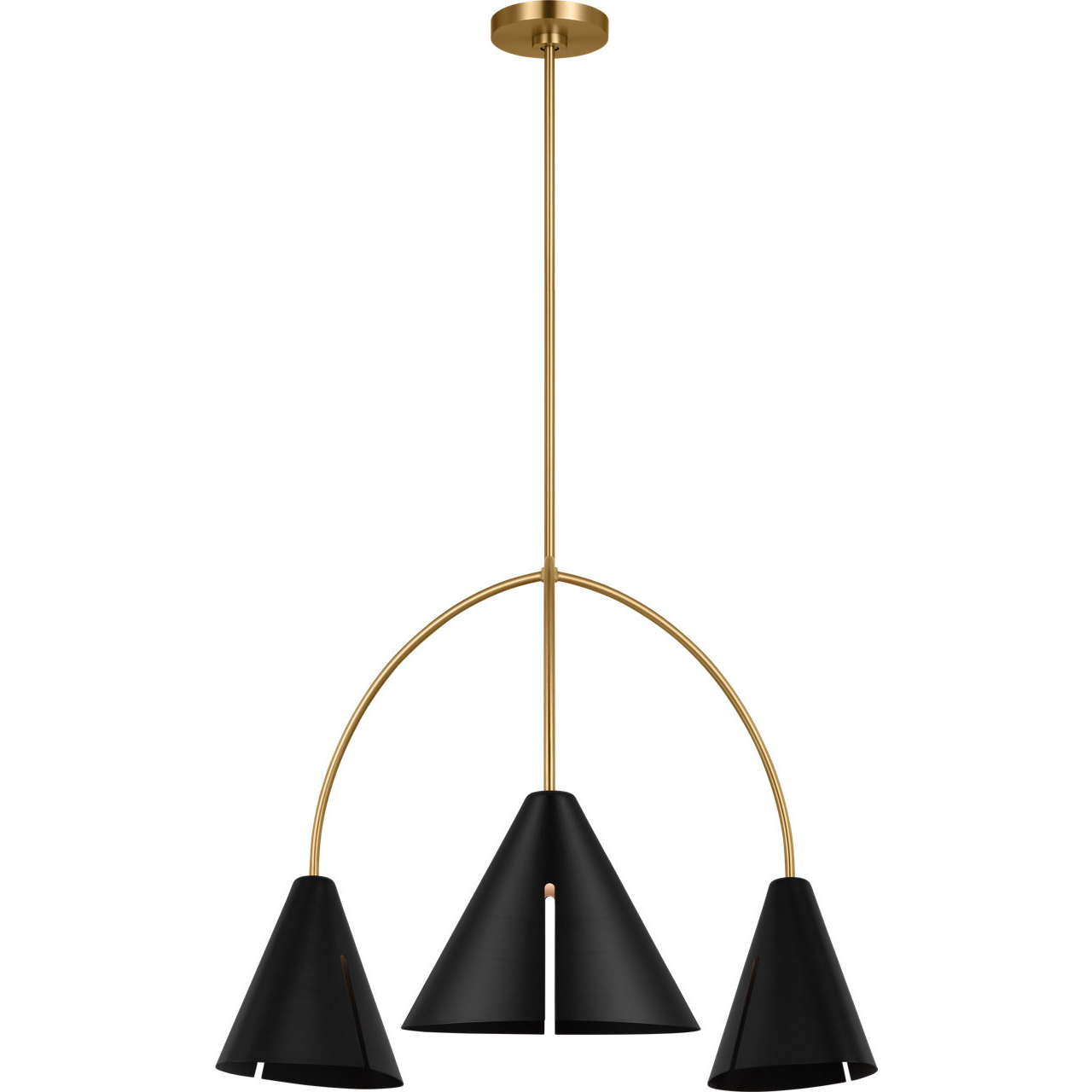Kelly by Kelly Wearstler Cambre 3 Light 32.38 inch Midnight Black and Burnished Brass Chandelier Ceiling Light in Midnight Black / Burnished Brass
