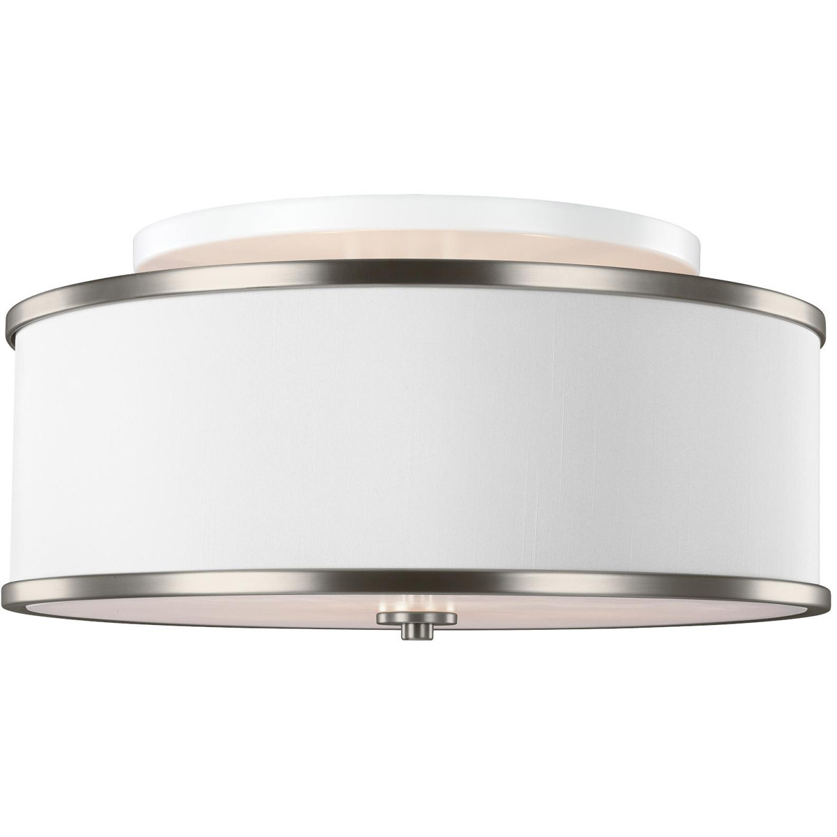 Sean Lavin Lennon 3 Light 20 inch Satin Nickel Semi Flush Mount Ceiling Light White Shantung