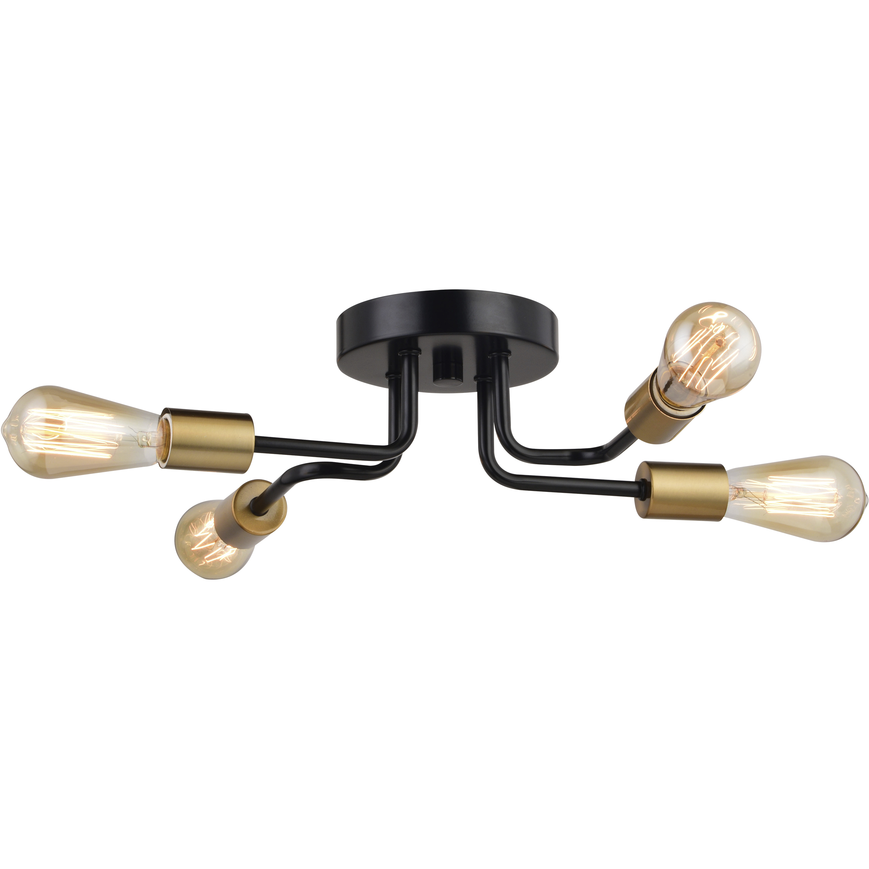 Rhine LED 15.75 inch Matte Black and Natural Brass Semi-Flush Mount Ceiling Light