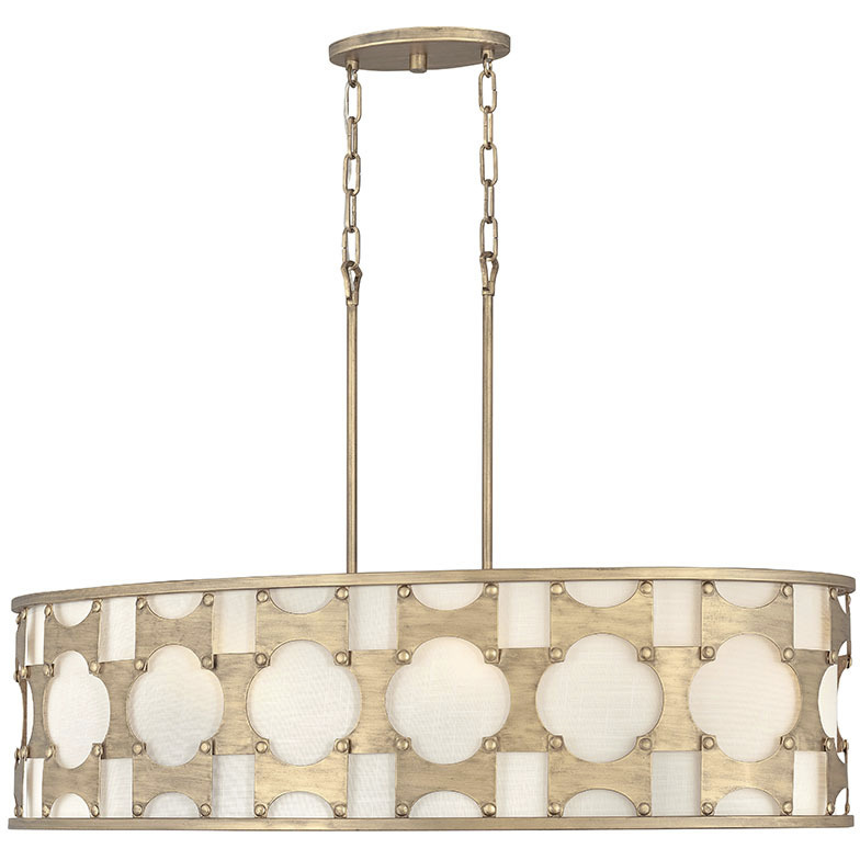 Carter 6 Light 37 inch Burnished Gold Indoor Linear Chandelier Ceiling Light, Oval