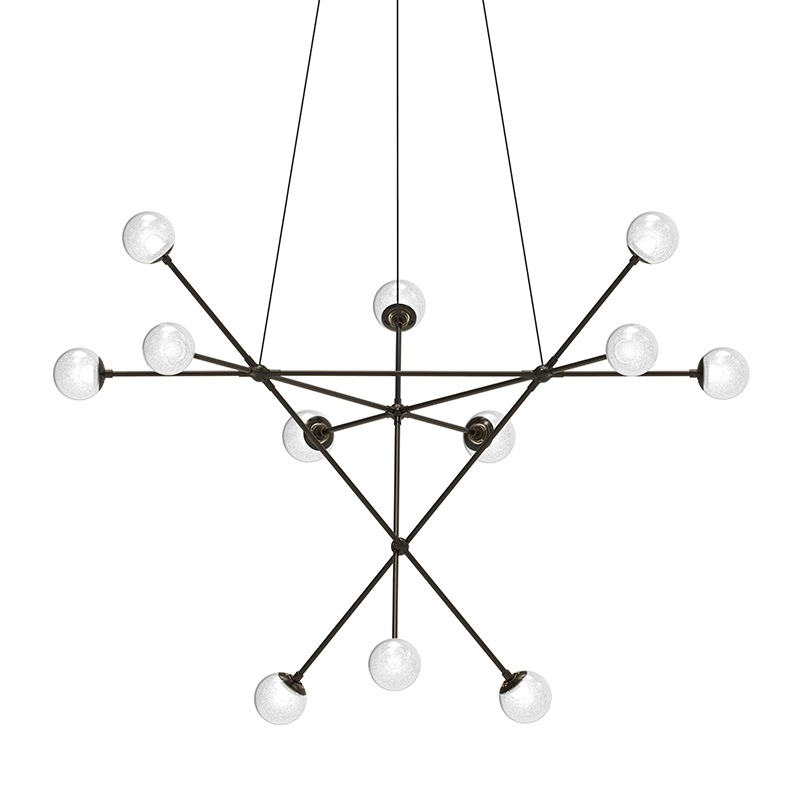 Proton LED 40 inch Polished Black Nickel Pendant Ceiling Light in White Glass