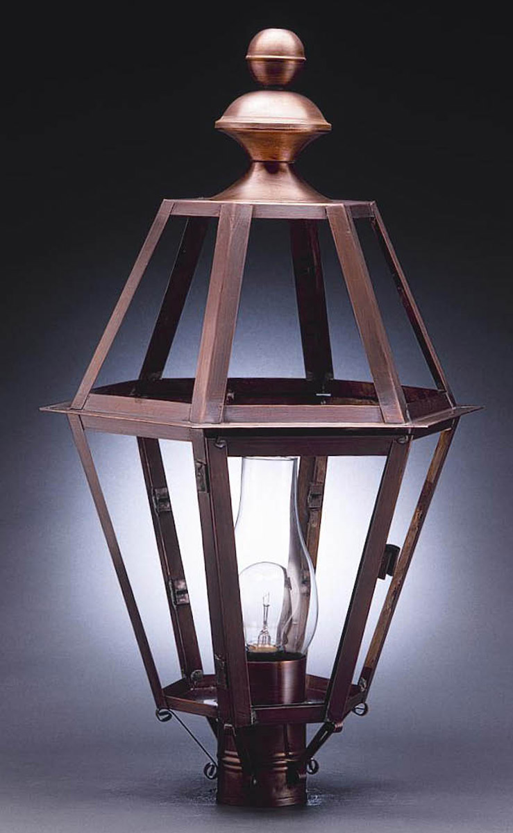 Boston 1 Light 27 inch Dark Brass Post Lamp in Clear Glass, One 75W Medium with Chimney