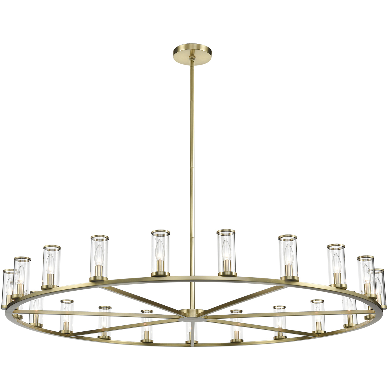 Revolve 21 Light 60.38 inch Clear Glass/Natural Brass Chandelier Ceiling Light