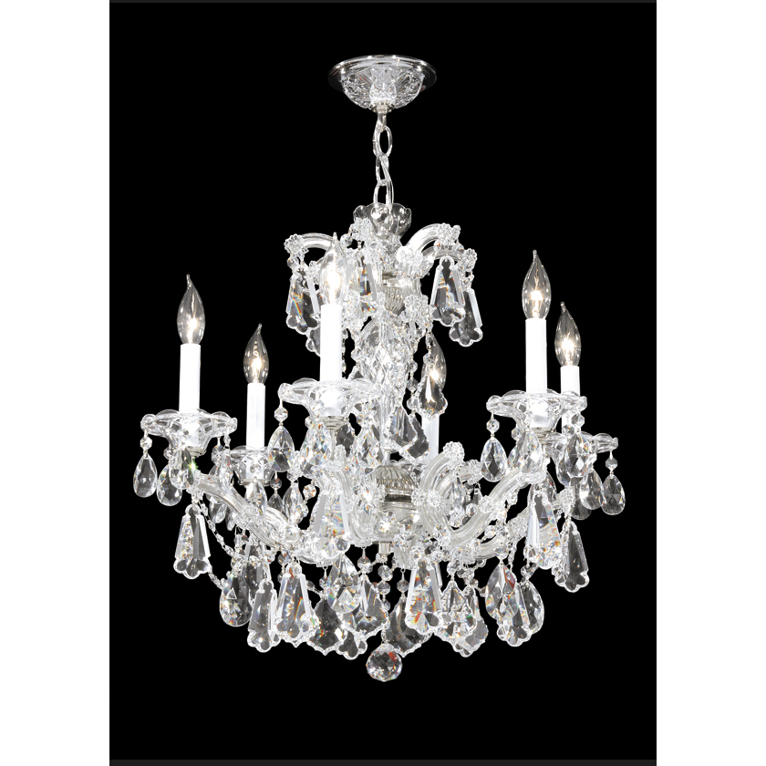 Maria Theresa Royal 6 Light 23 inch Silver Chandelier Ceiling Light, Royal