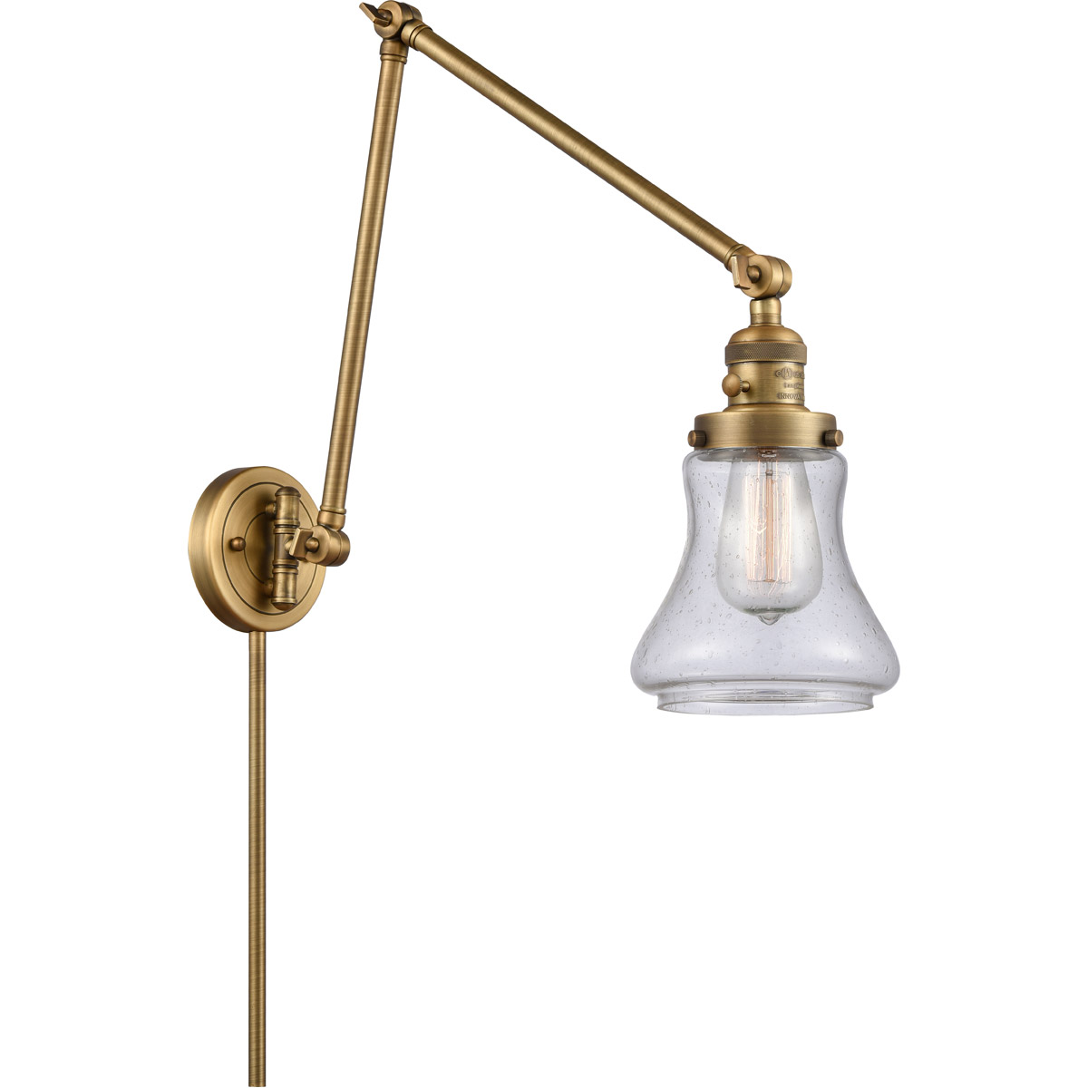 Bellmont 30 inch 3.50 watt Brushed Brass Swing Arm Wall Light, Franklin Restoration